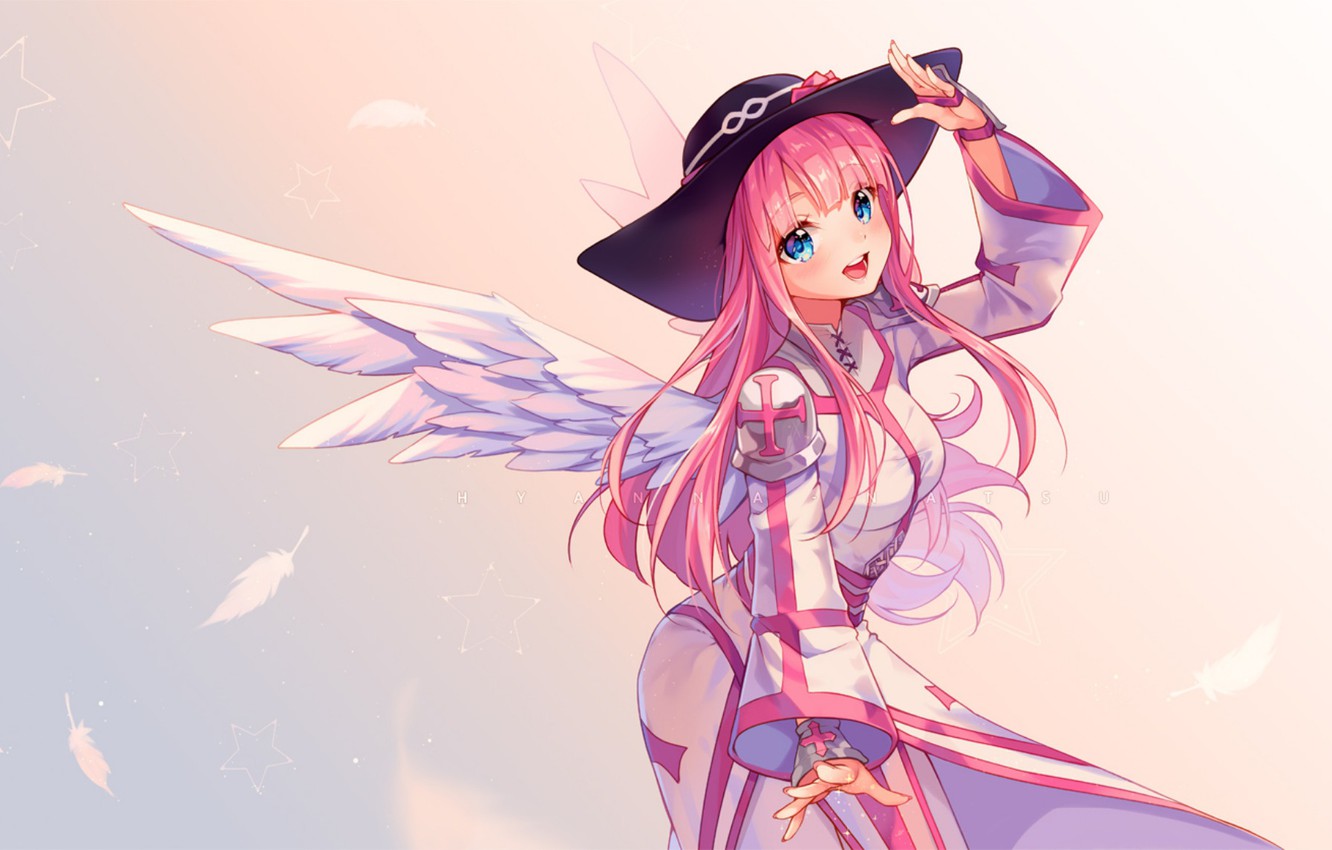 Wallpaper girl, angel, pink hair image for desktop, section арт