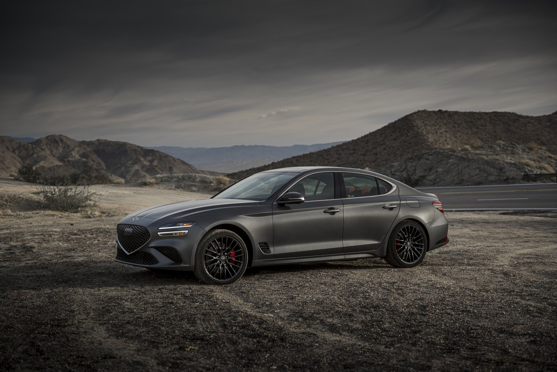 Grey 2022 Genesis G70 3.3T AWD 8k Ultra HD Wallpaper