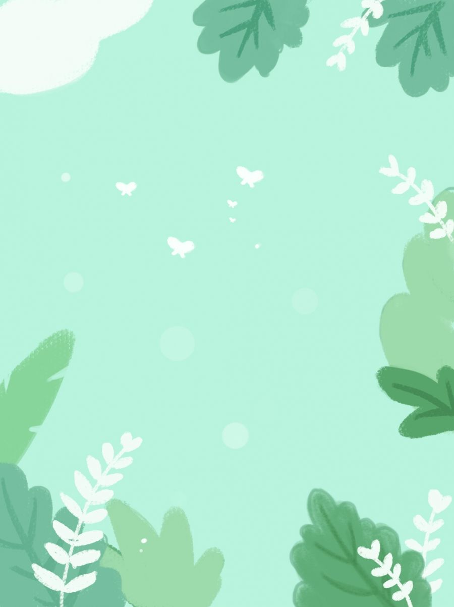 small fresh, summer, green background, minimalistic leaves, summer background. Mint green wallpaper, Pastel background wallpaper, Leaf background