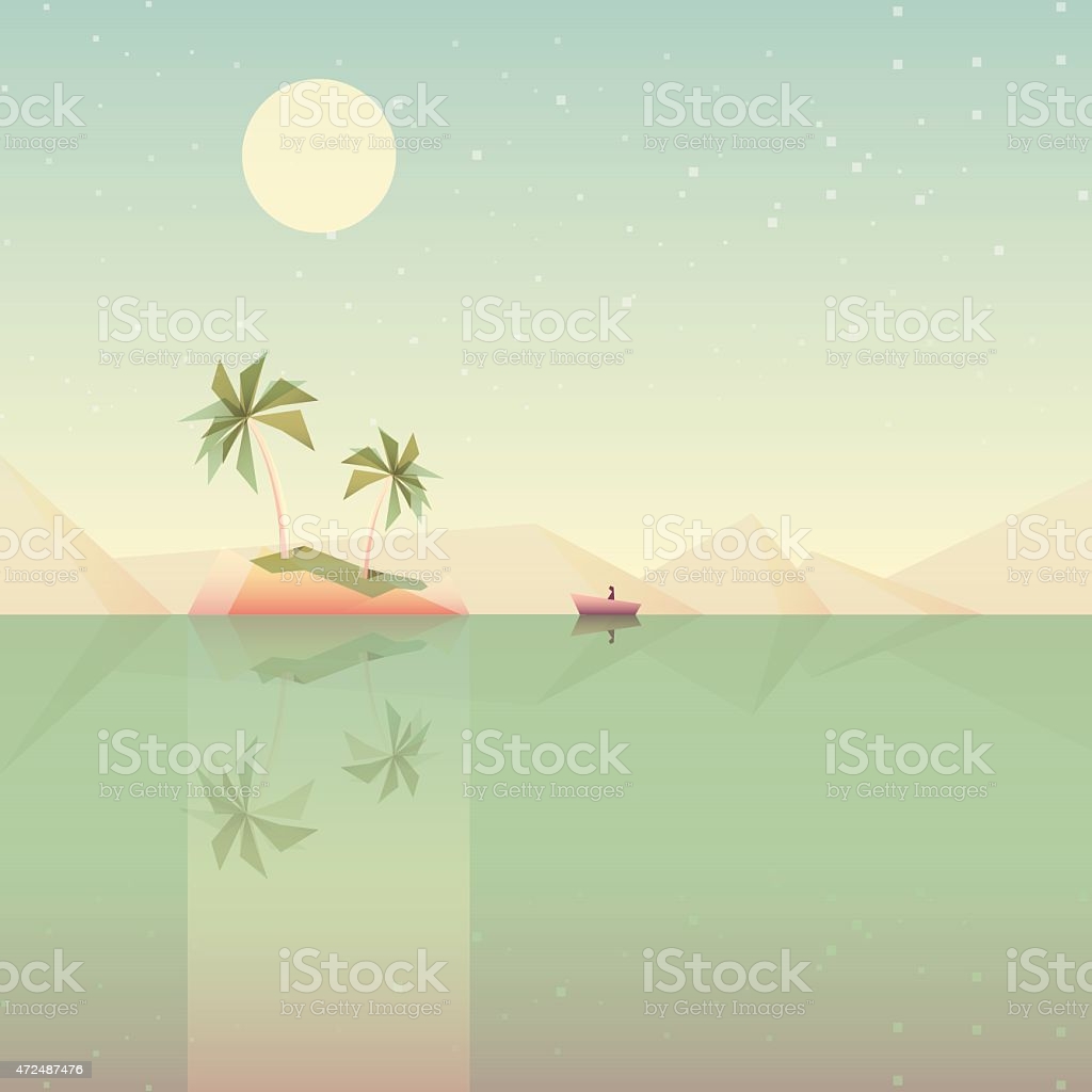 Minimalistic Low Poly Style Summer Wallpaper Vector Illustration Desert Island Stock Illustration Image Now