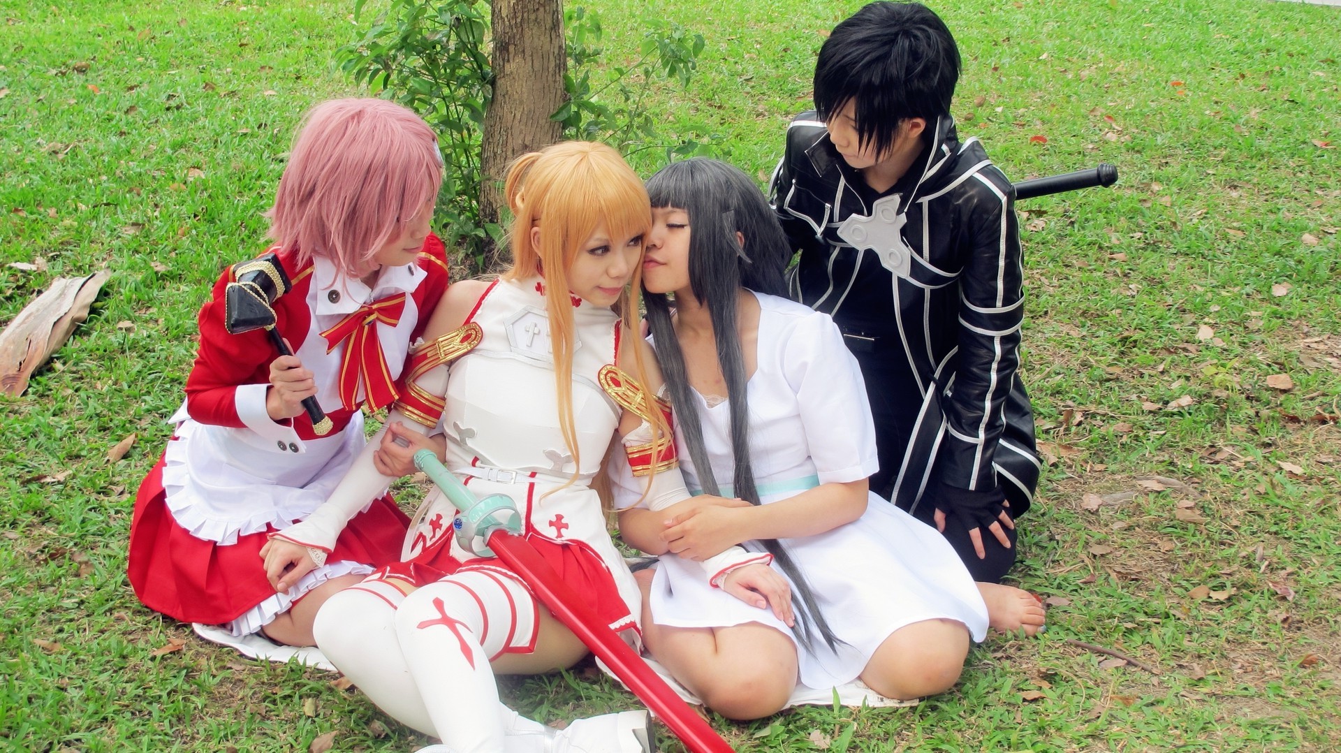 Wallpaper, cosplay, anime, Sword Art Online, Kirigaya Kazuto, Yuuki Asuna, Yui MHCP001, clothing, Shinozaki Rika, play, costume, 1920x1078 px 1920x1078