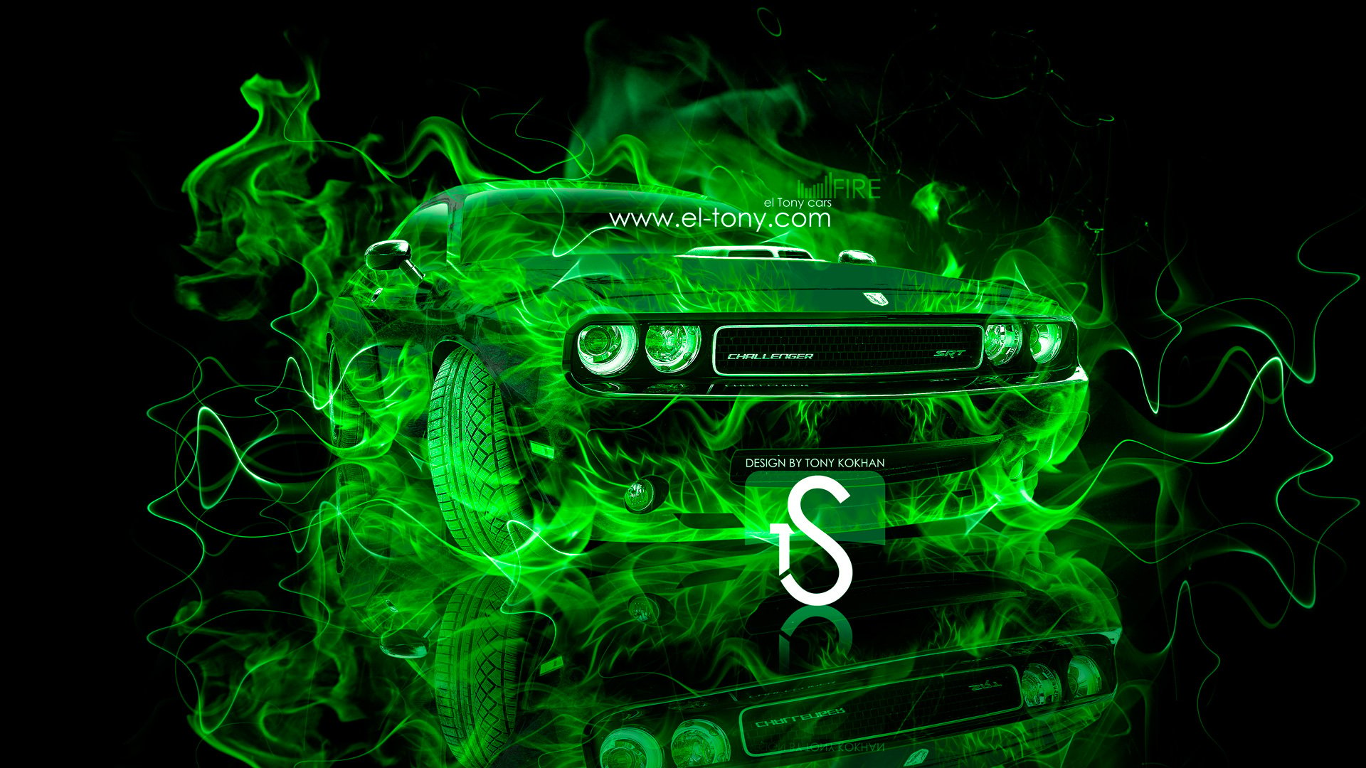 Зеленый неоновый авто