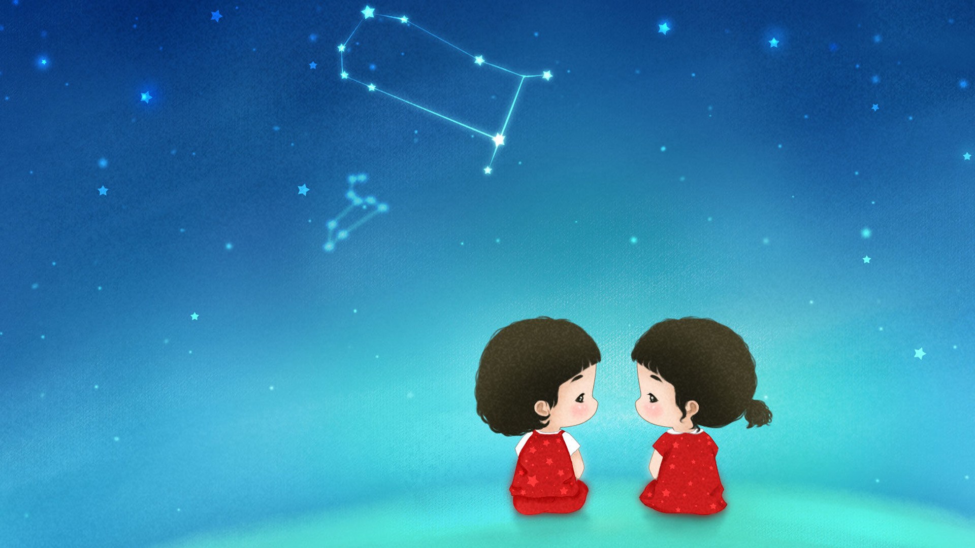 Cute twelve constellation Gemini starry sky wallpaper