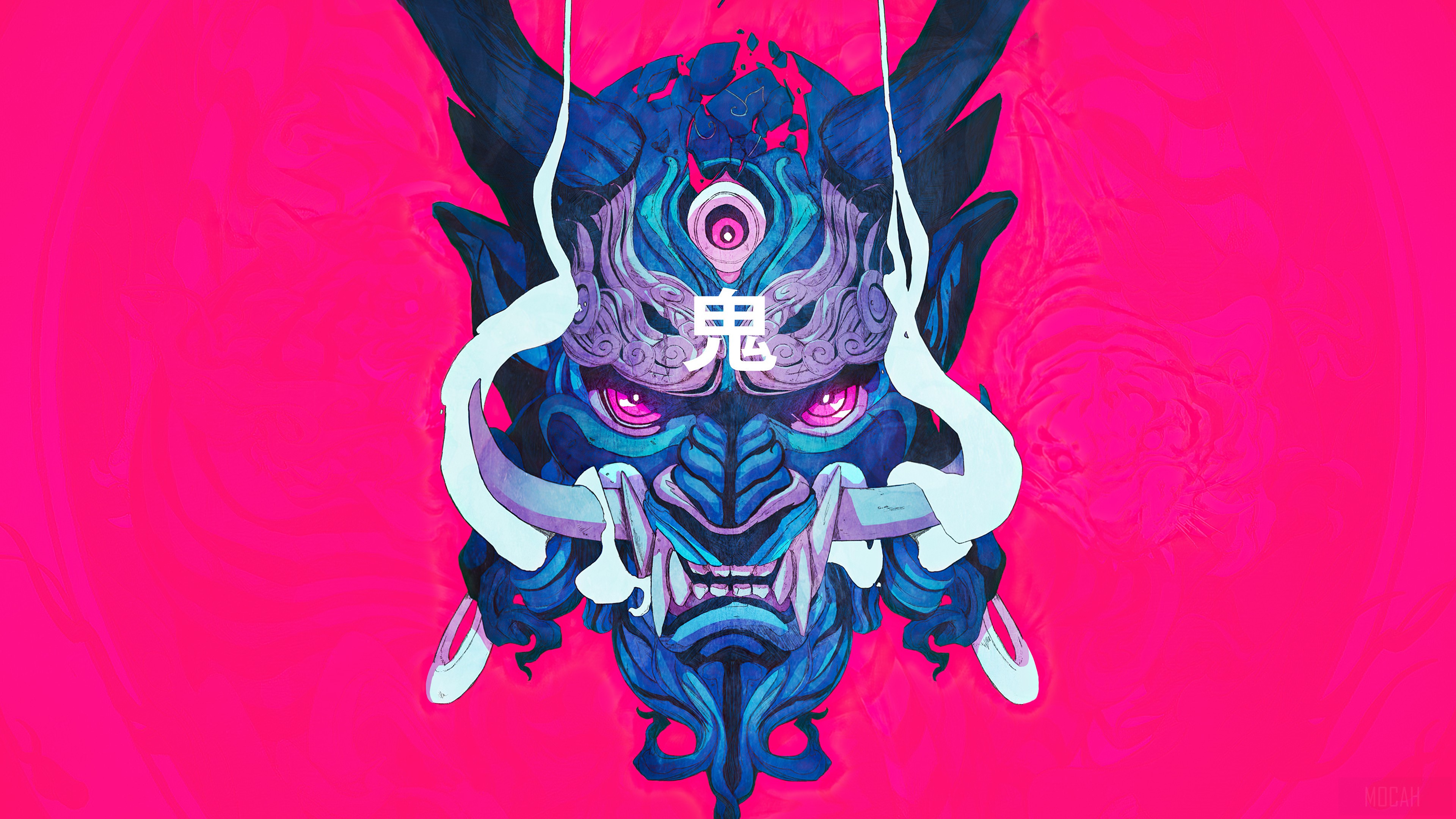 Oni Mask, Demon, Digital Art 4k wallpaper HD Wallpaper