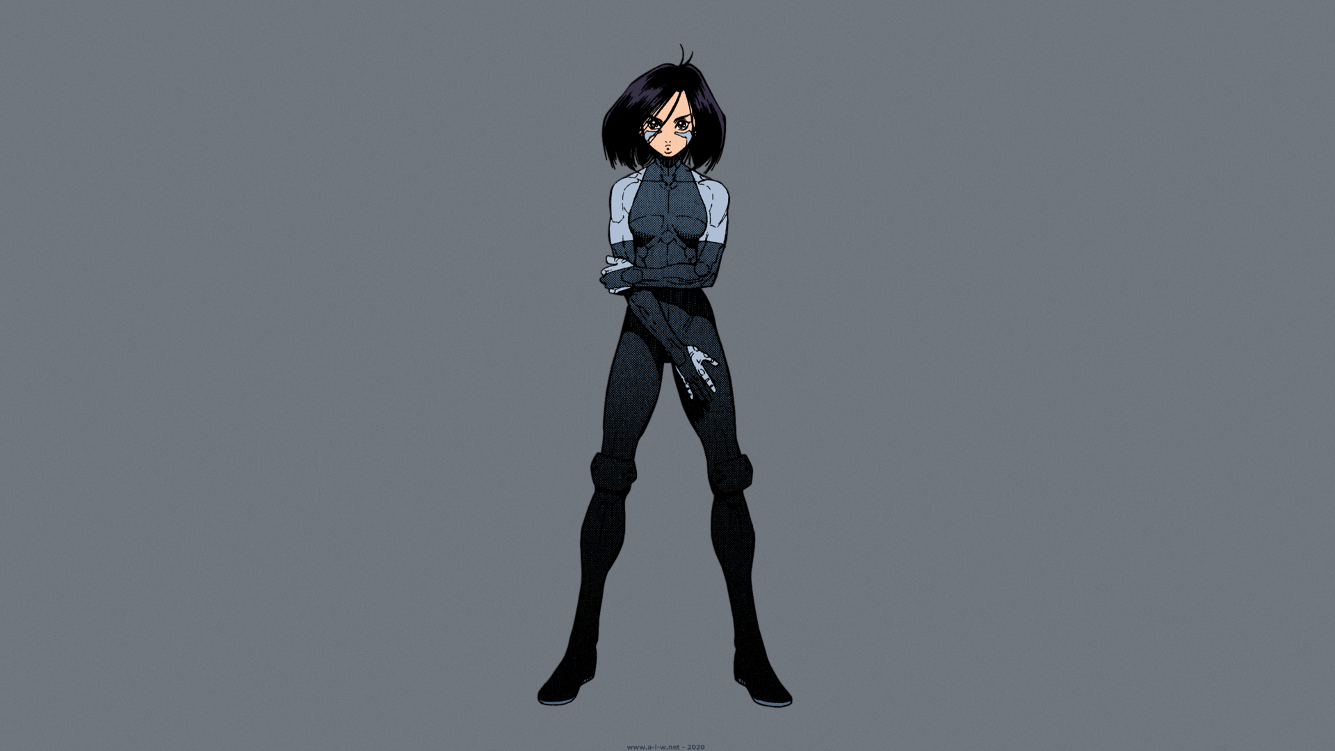 Wallpaper, GUNNM, Battle Angel Alita, Gally, short hair, dark hair, cyborg, manga, anime girls 1920x1080