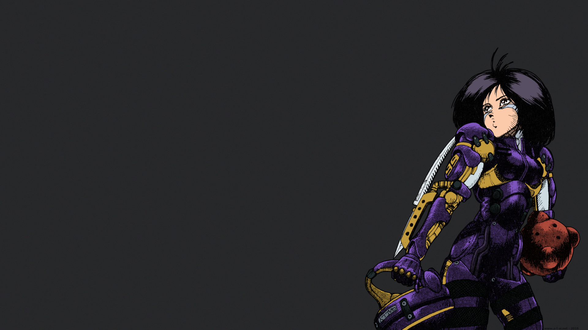 Wallpaper, Battle Angel Alita, Gally, Yukito Kishiro, cyborg, short hair, dark hair, manga, anime girls 1920x1080