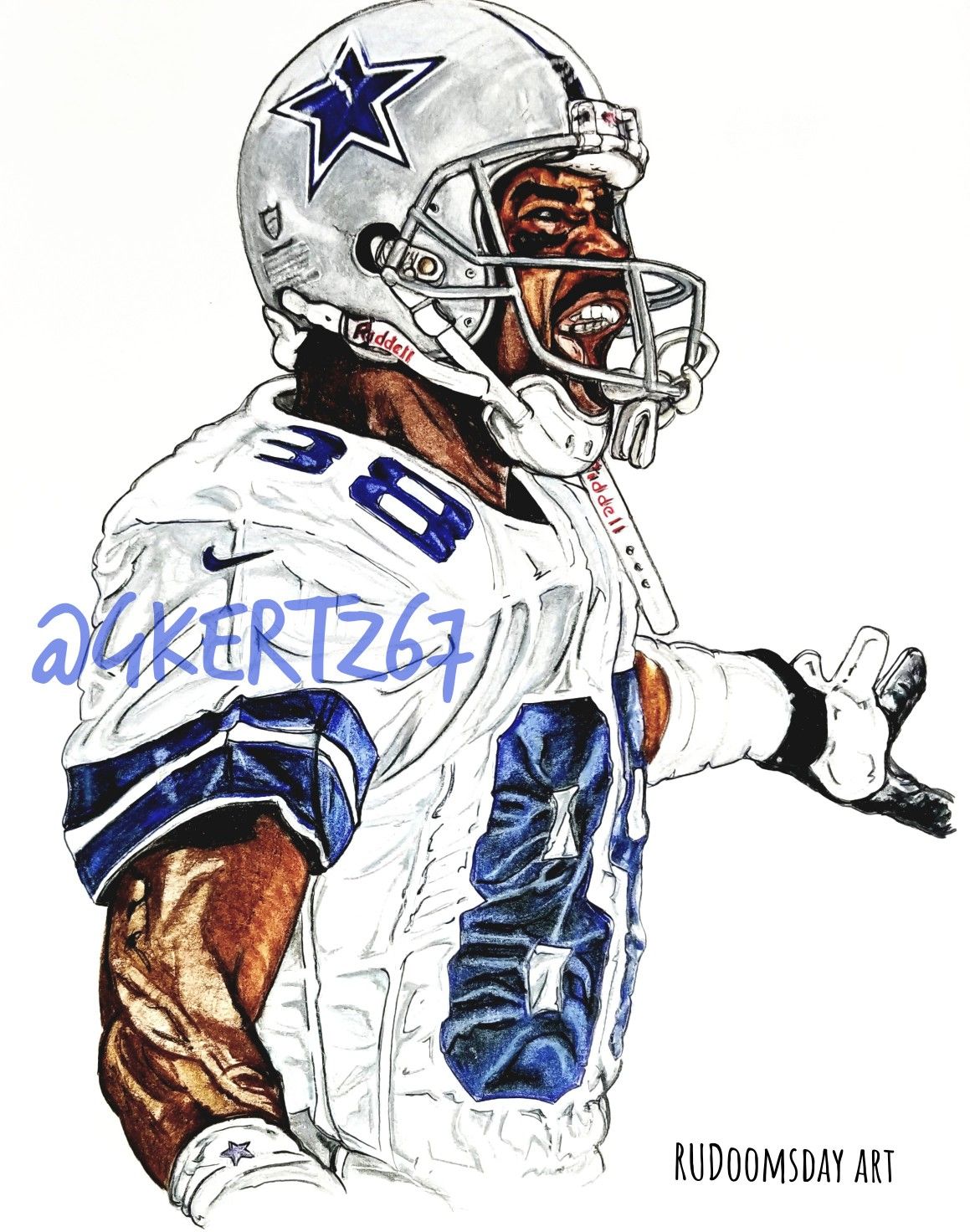 The Playmaker Michael Irvin art by Glen Kertes. Nfl football art, Cowboys nation, Dallas cowboys