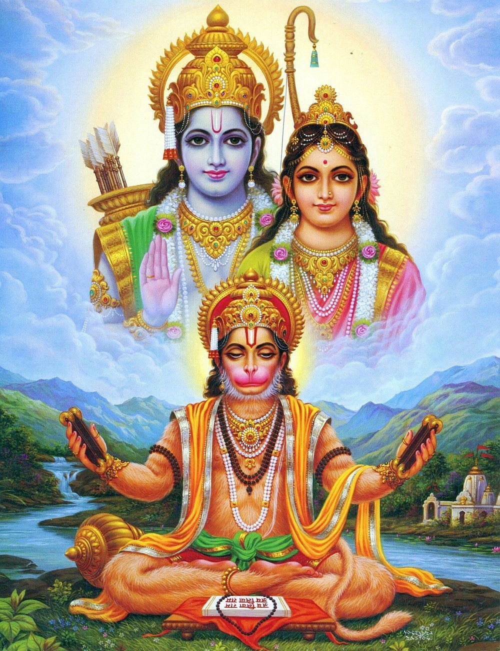 Hanuman Rama and Sita (via Etsy: EasternImage). Lord hanuman wallpaper, Hanuman ji wallpaper, Shri ram wallpaper