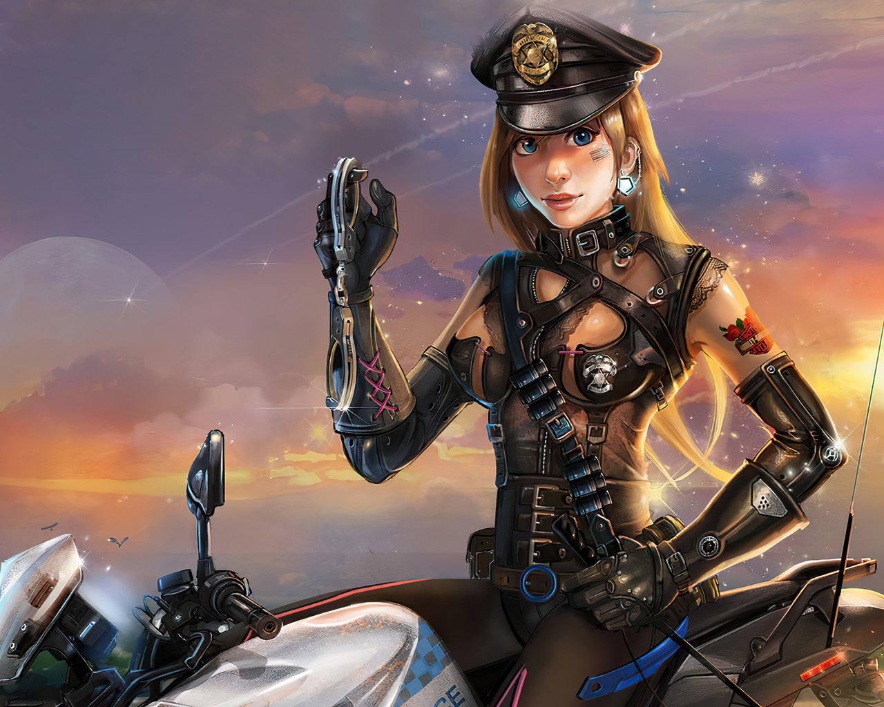 Cyber Police Girl On Bike 4k 1280x1024 Resolution HD 4k Wallpaper, Image, Background, Photo and Picture