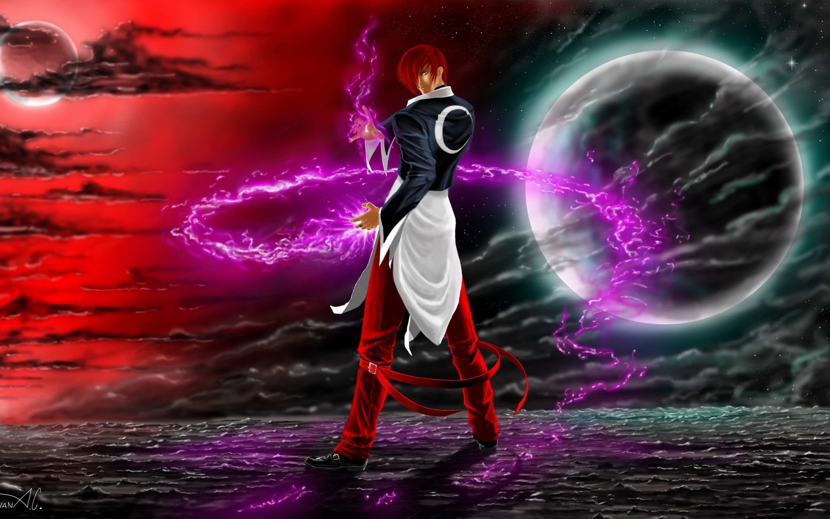art #fantasy #fighters #gesture #iori #king #magic #man #original #yagami K #wallpaper #hdwallpaper #desktop. King of fighters, Fantasy fighter, Fighter