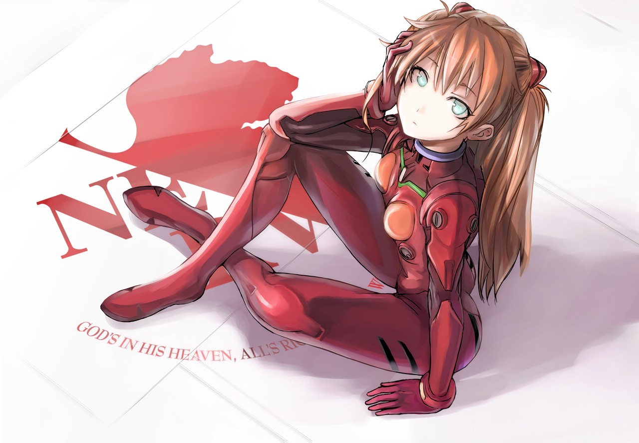 anime anime girls neon genesis evangelion asuka langley soryu nerv hair ornament bodysuit wallpaper
