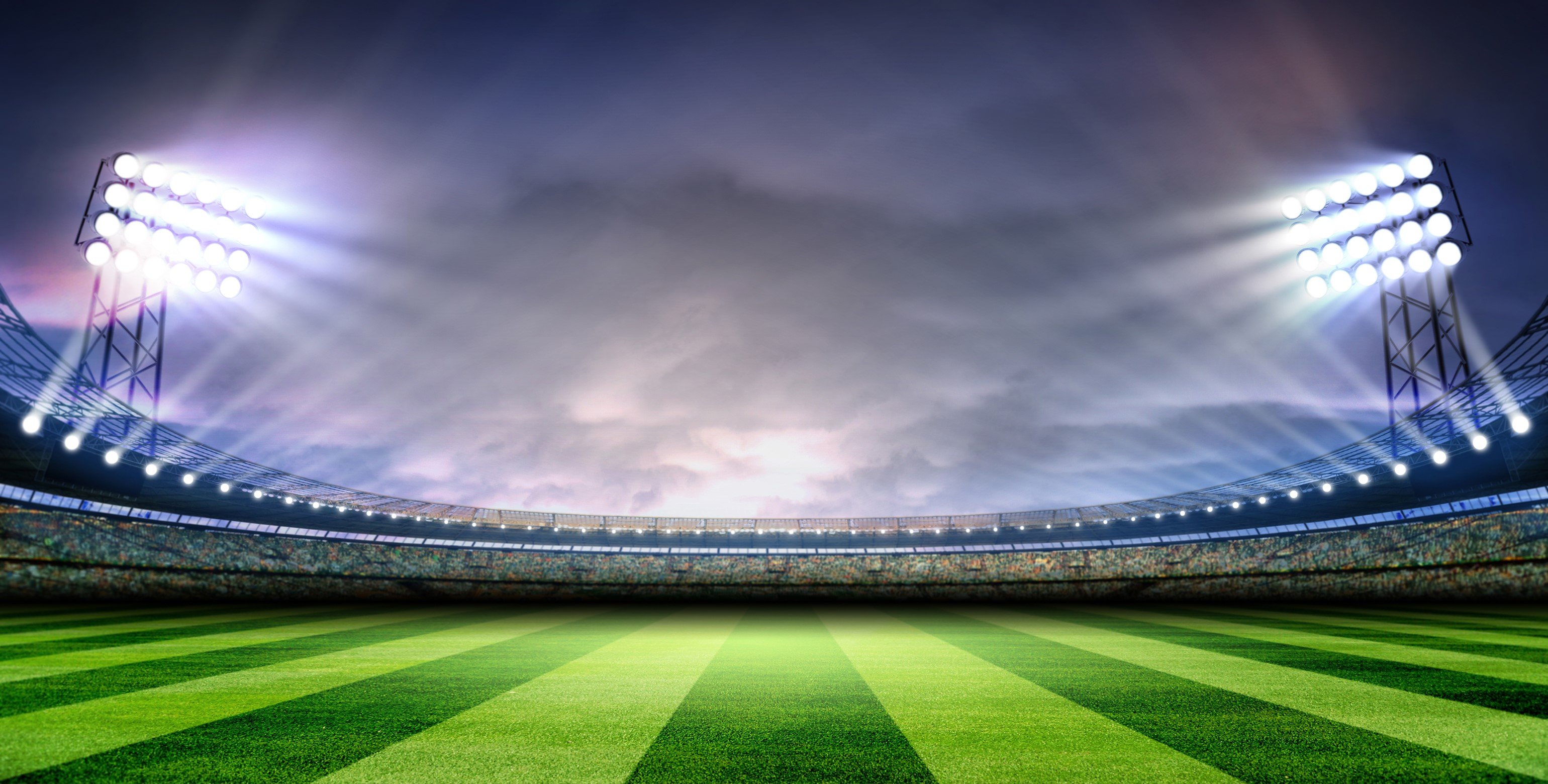 Stadium, Lawn, Rays of light. Mocah HD Wallpaper