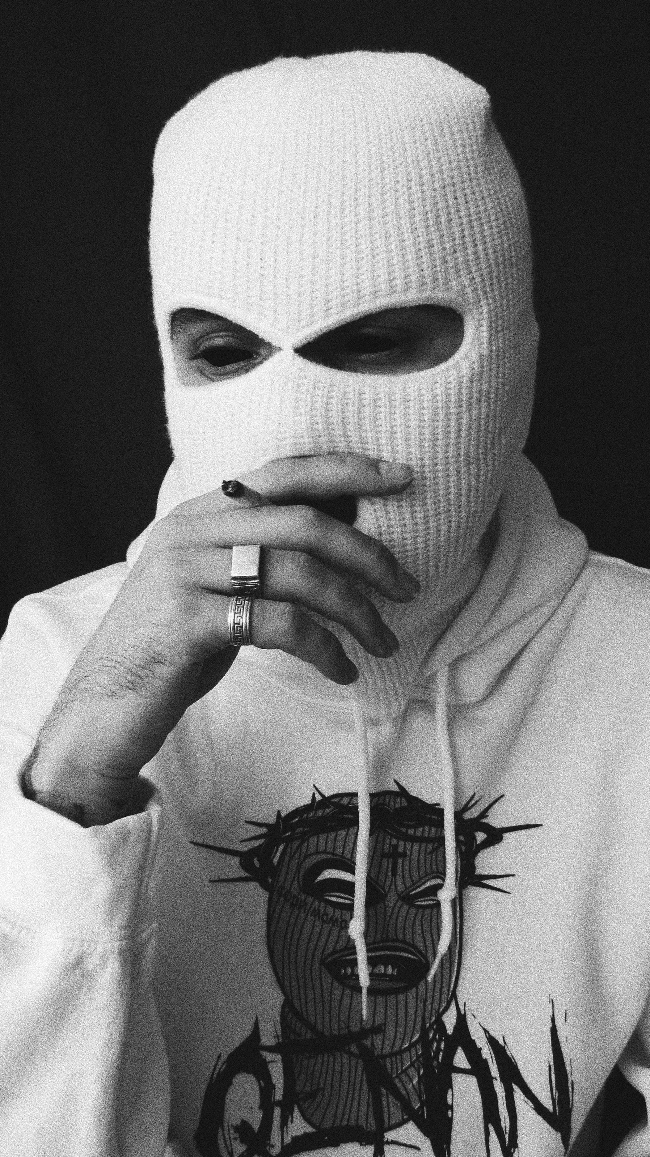 White Balaclava Fit. Black and white aesthetic, Black and white picture wall, Black and white picture