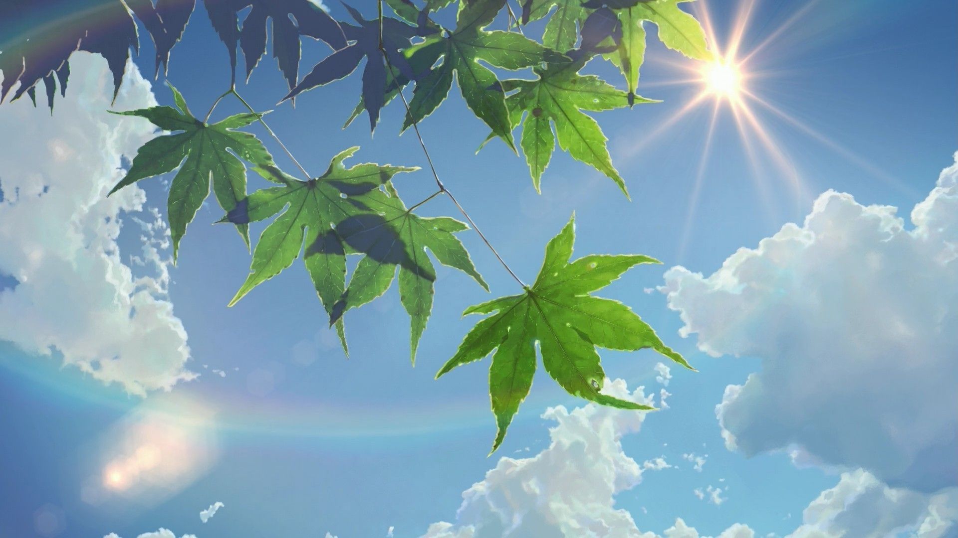 HD wallpaper: anime, sky, water, sea, summer, landscape, ocean, swimmer,  clouds | Wallpaper Flare