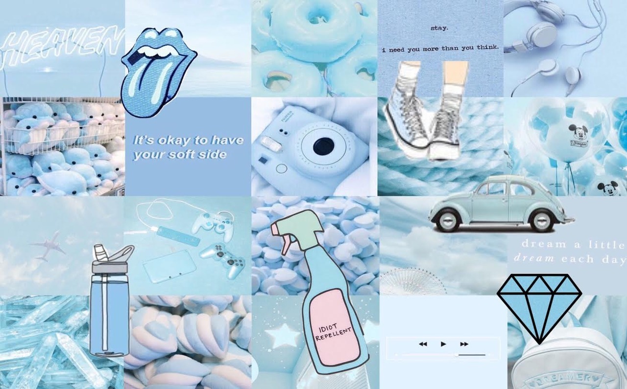 Free download Alatoire A light blue collage i made hope yall like it [1280x795] for your Desktop, Mobile & Tablet. Explore Blue Aesthetic Wallpaper for Laptop. Aesthetic Laptop Wallpaper