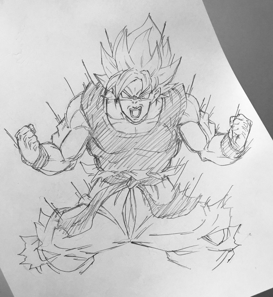 Super Saiyan Goku Now I'm Angry Drawing Sketch. Dragon ball artwork, Dragon ball super manga, Dragon ball art