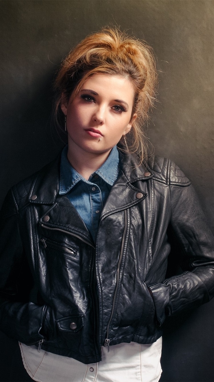 Model Girl, Leather Jacket, Wall 750x1334 IPhone 8 7 6 6S Wallpaper, Background, Picture, Image