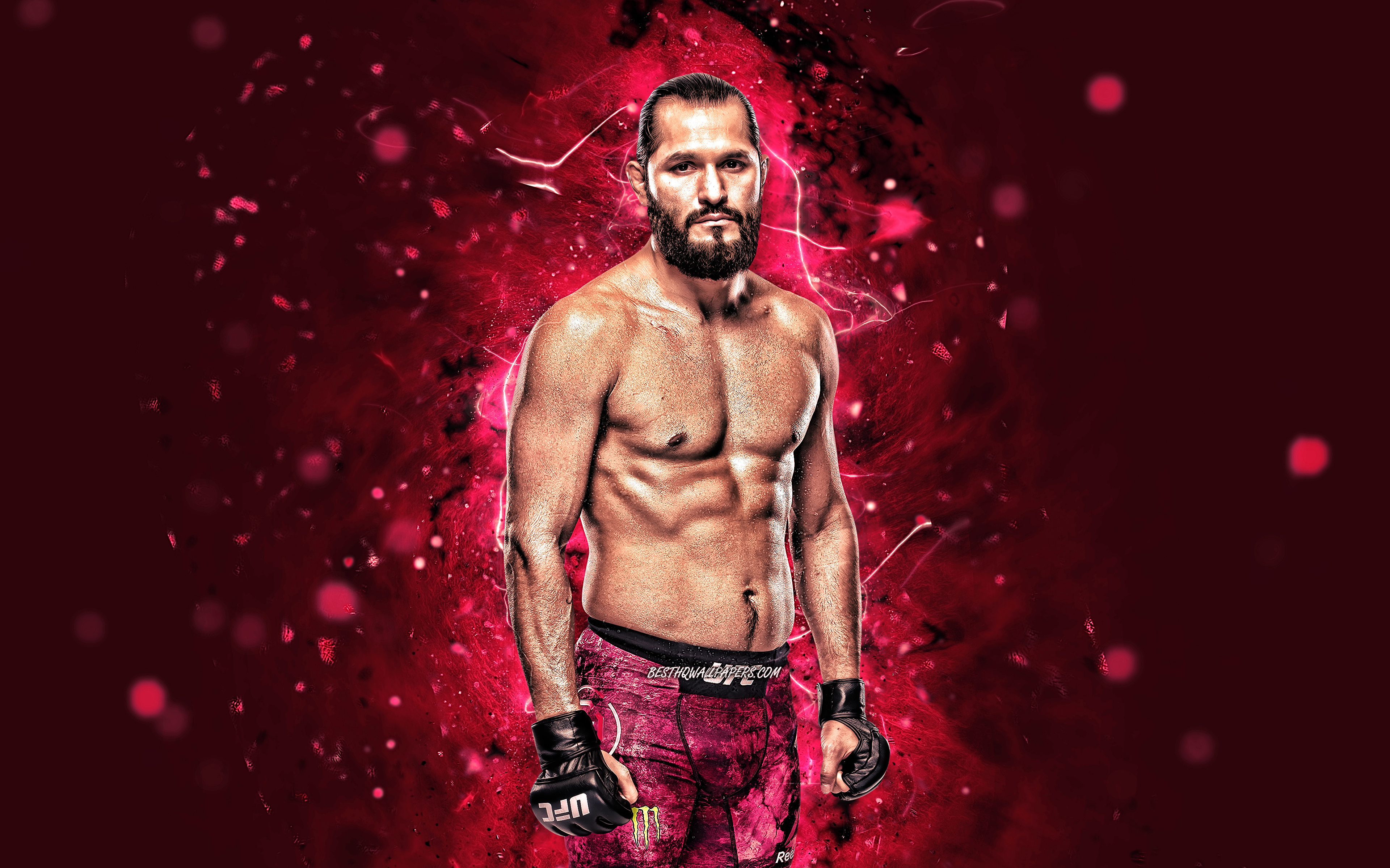 Download wallpaper Jorge Masvidal, 4k, purple neon lights, American fighters, MMA, UFC, Mixed martial arts, Jorge Masvidal 4K, UFC fighters, MMA fighters for desktop with resolution 3840x2400. High Quality HD picture wallpaper