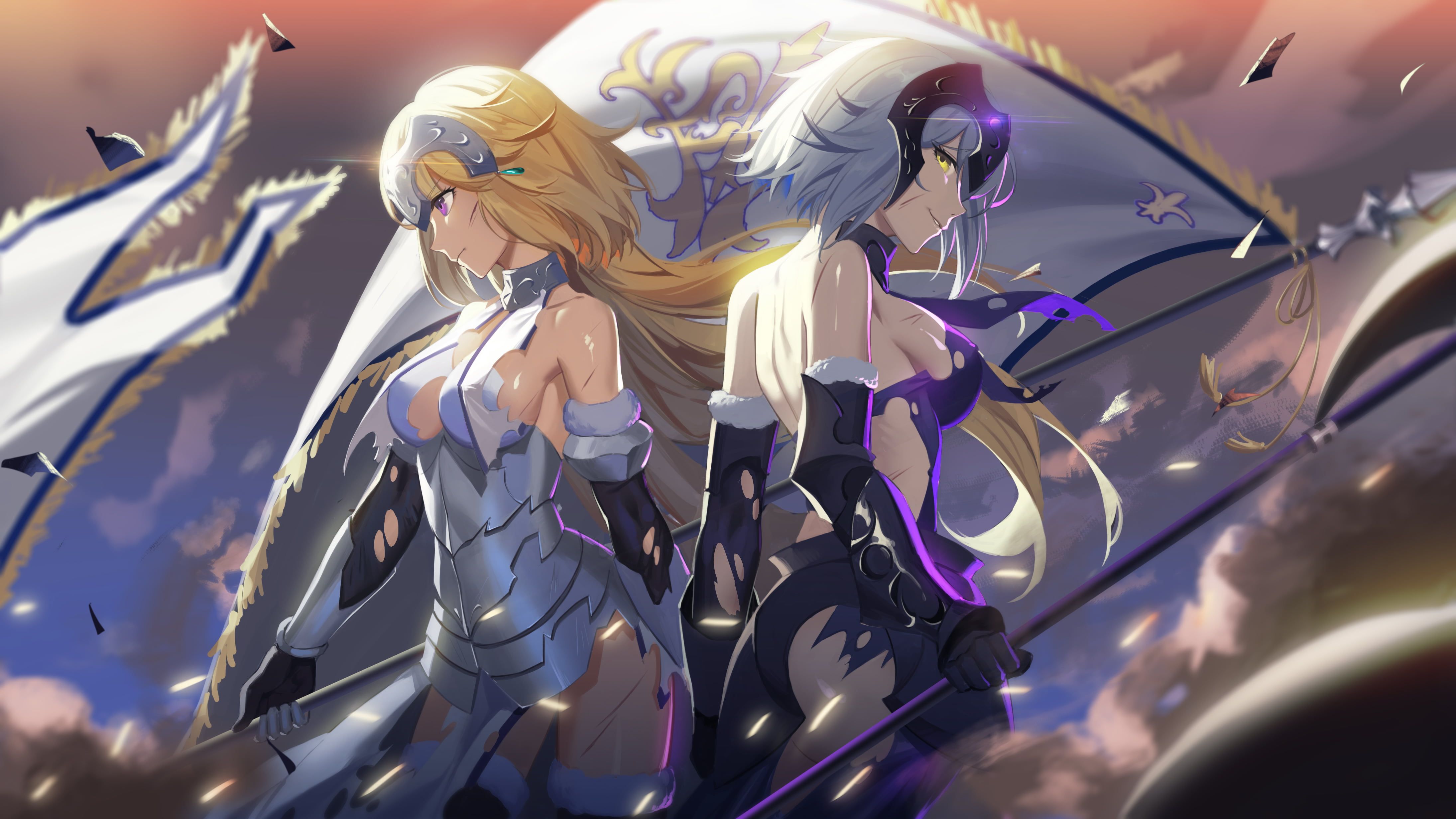Two White And Yellow Haired Women Anime Characters Wallpaper Fate Series #anime Anime Girls Fate Grand Order Jeanne D'Arc In 2021. Anime Characters, Anime, Character Art