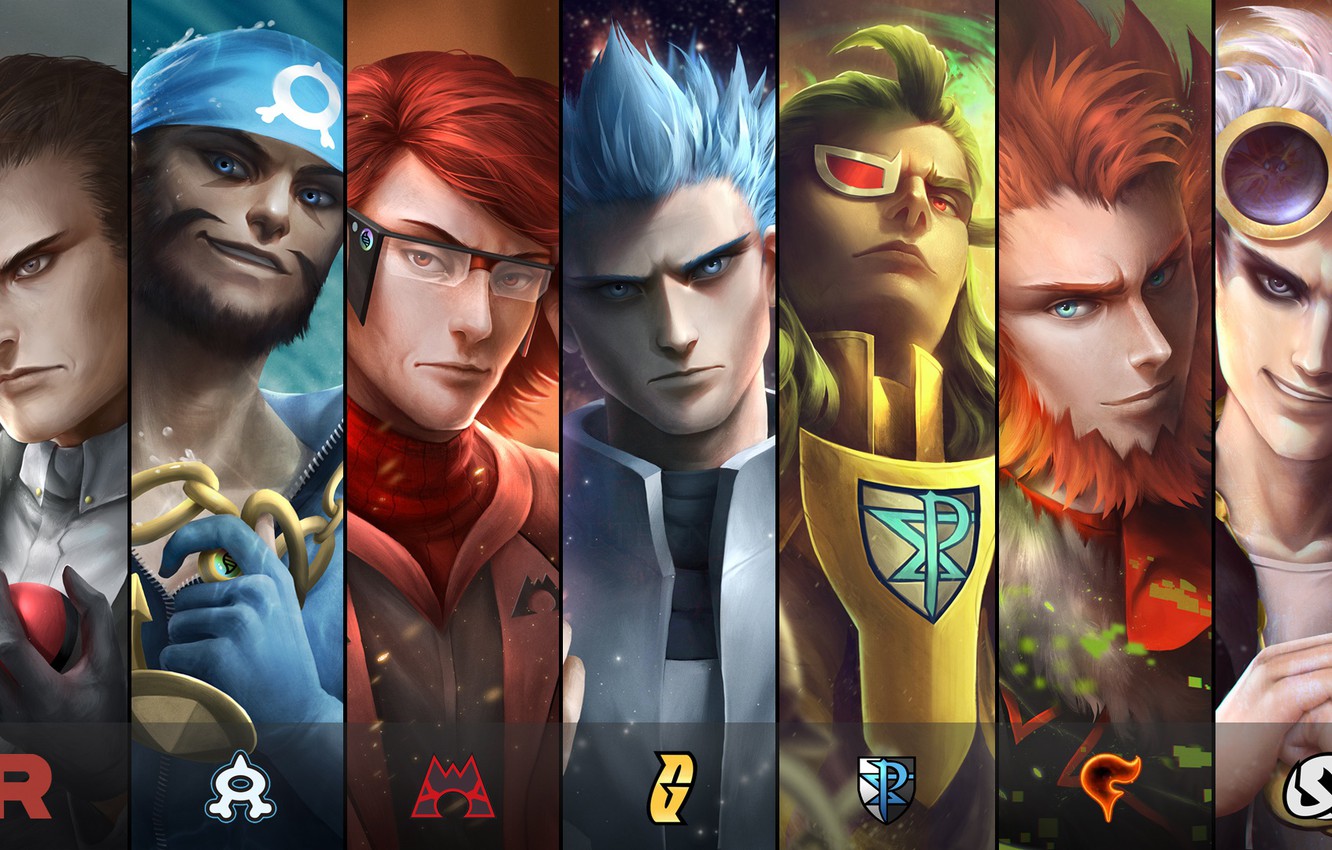 Wallpaper Cyrus, Team Rocket, Team Flare, Maxie Pokémon, Team Skull, Archie, Team Plasma, Guzma, Team Aqua, Ghetsis, Team Galactic, Lysandre, John image for desktop, section игры