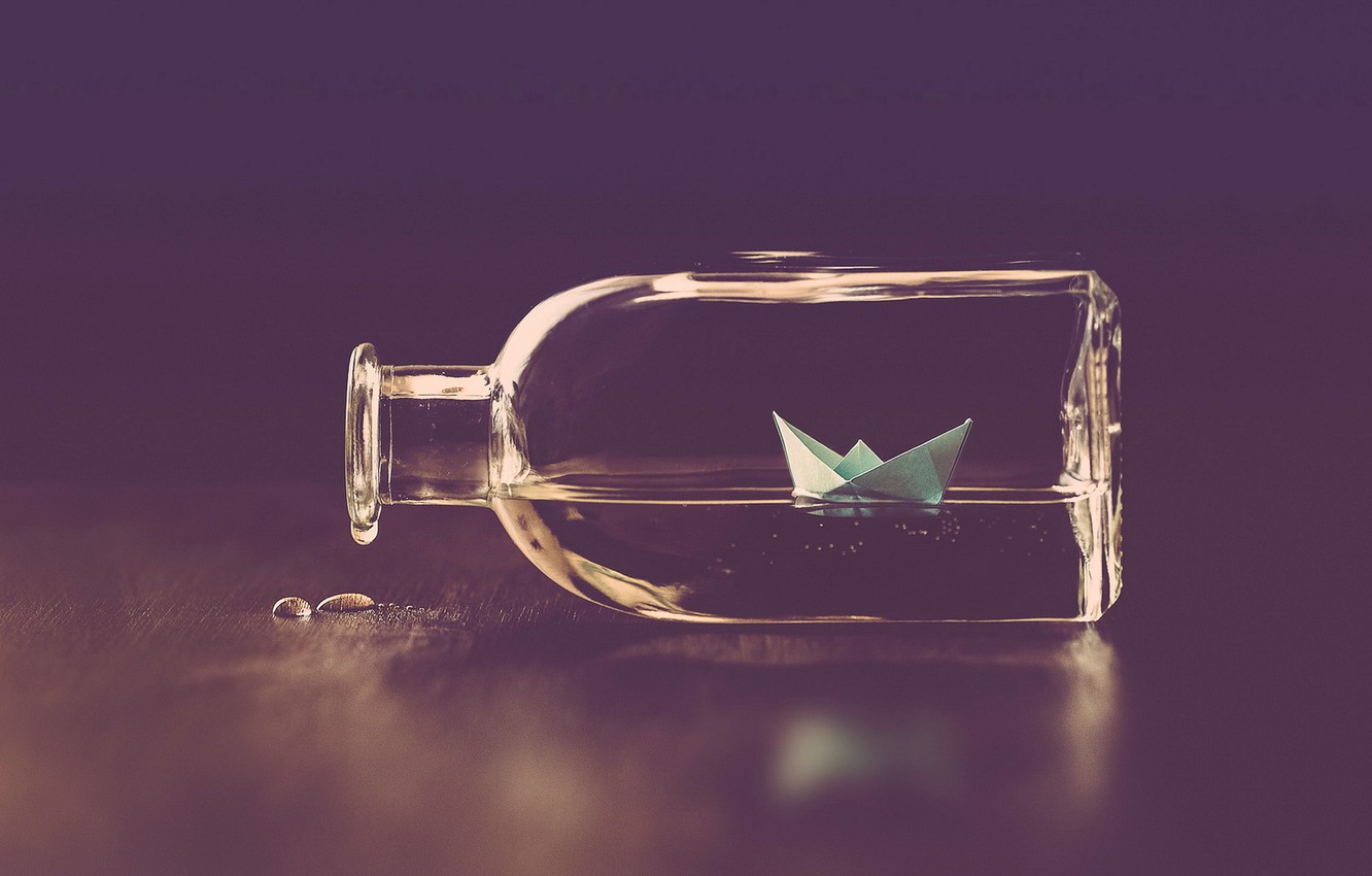 Wallpaper background, ship, bottle image for desktop, section минимализм