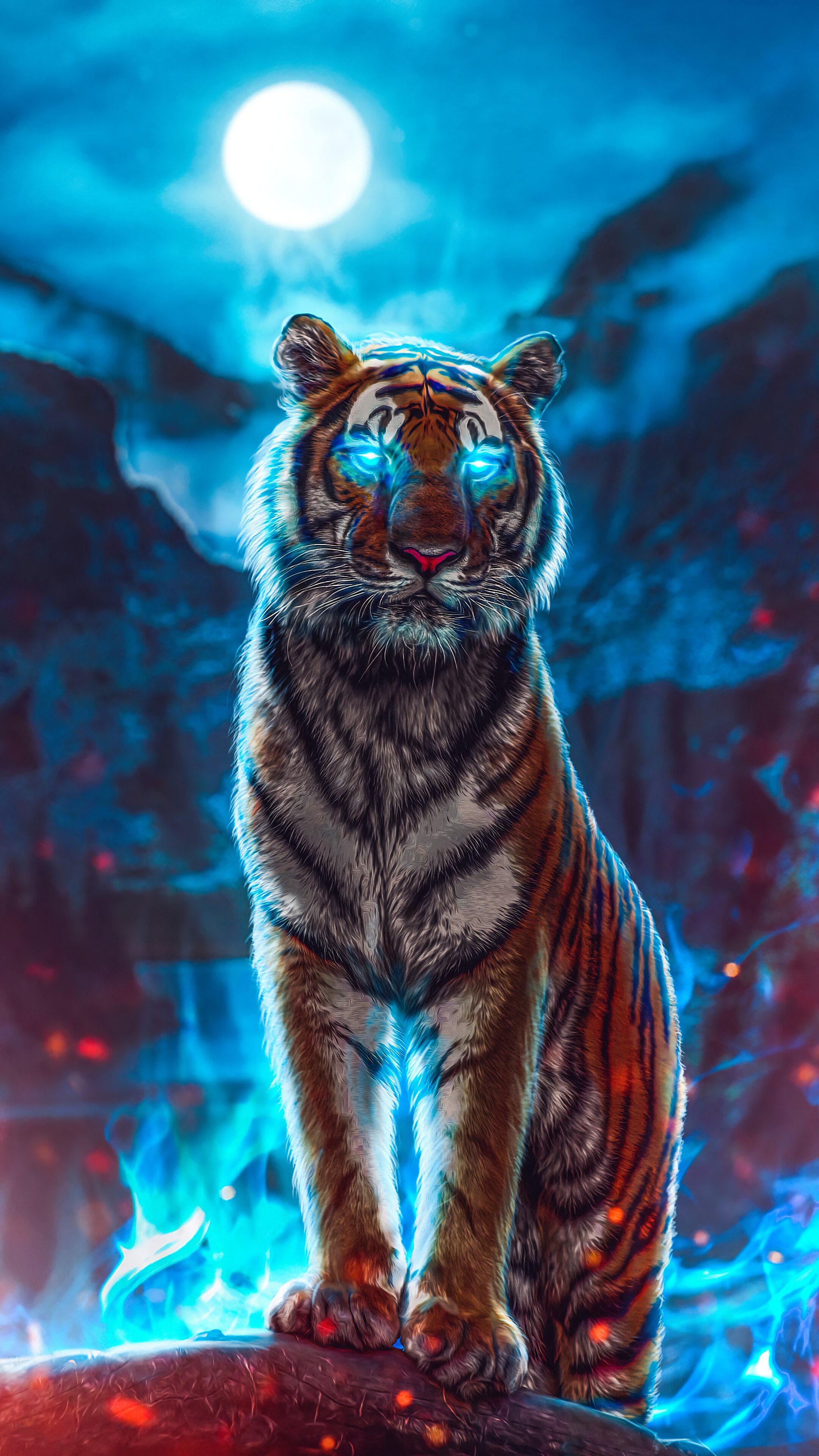 Tiger, Glowing, Eyes, 4K phone HD Wallpaper, Image, Background, Photo and Picture HD Wallpaper
