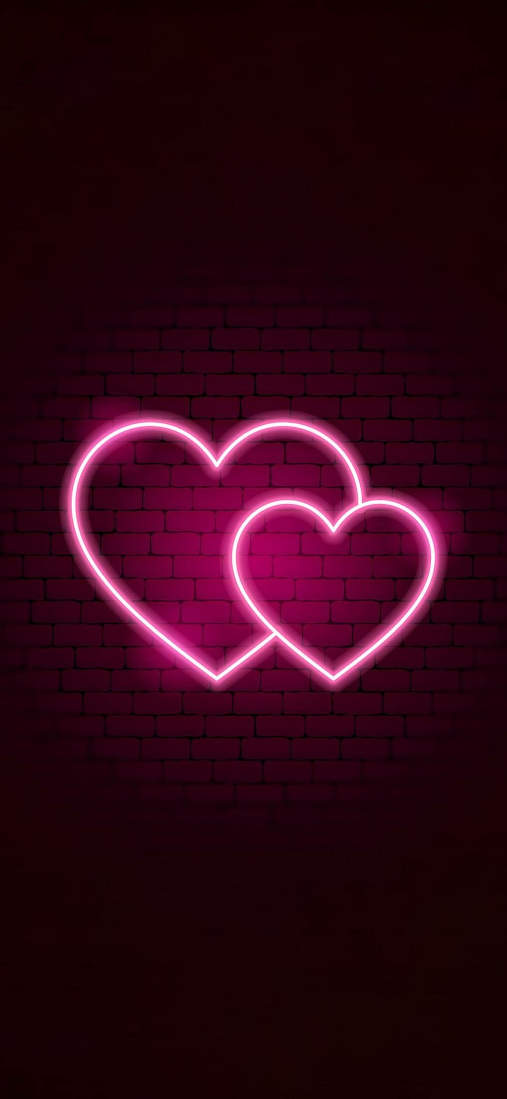 Aesthetic Red Heart Neon Wallpaper