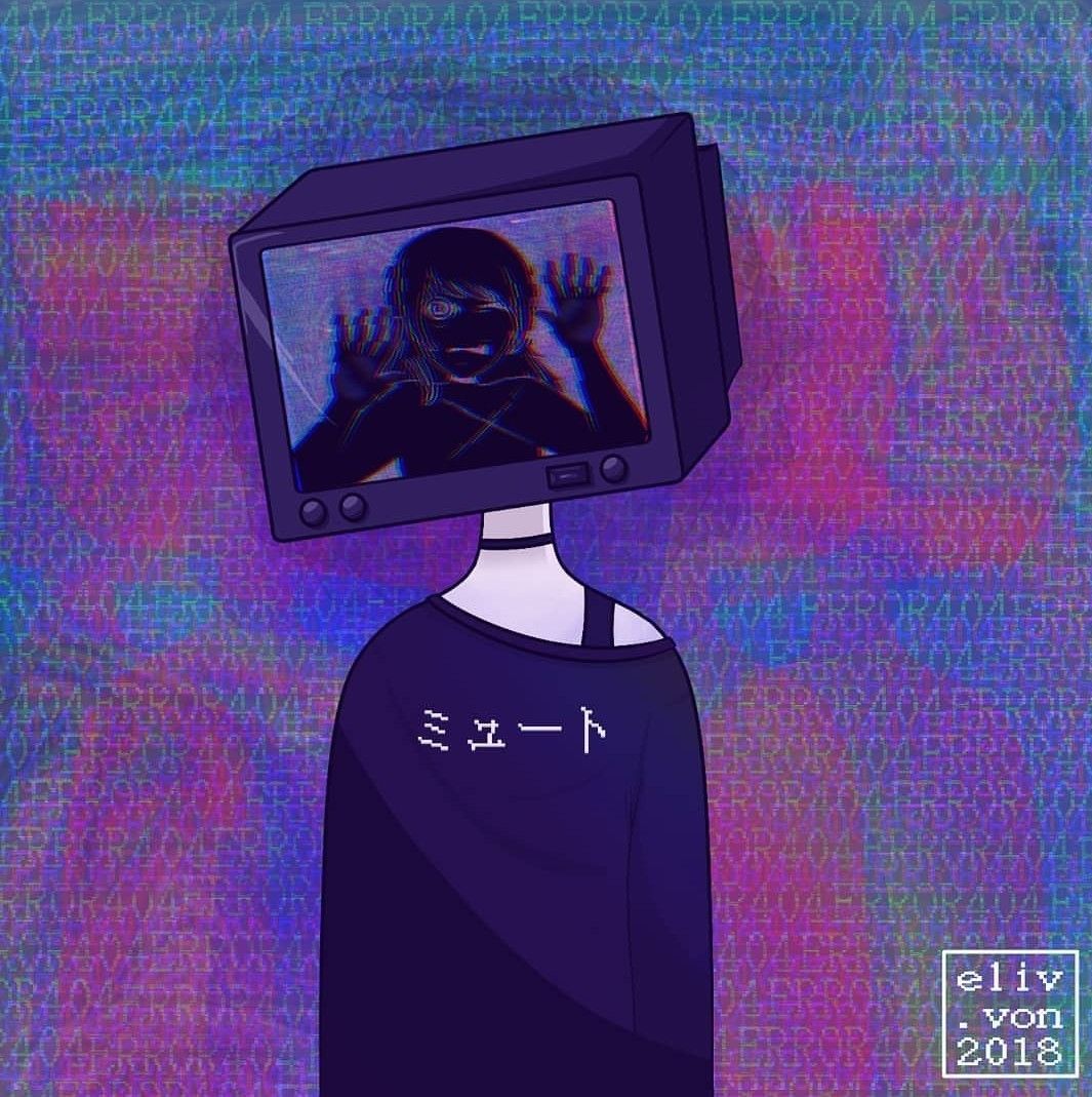 Trapped. Tv head, Glitch art, Anime drawings sketches