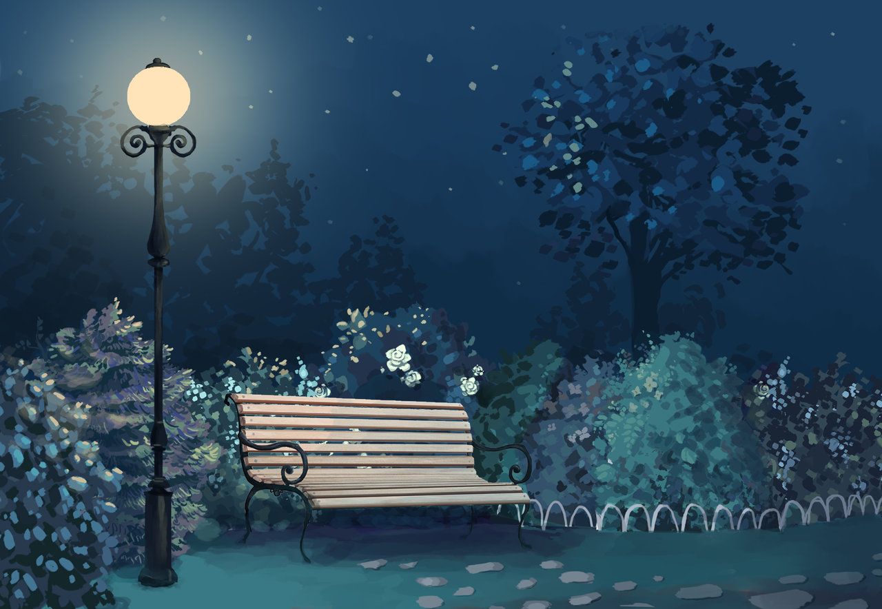 Night By Ludmila Cera Foce. Anime Background Wallpaper, Anime Background, Anime Wallpaper Live