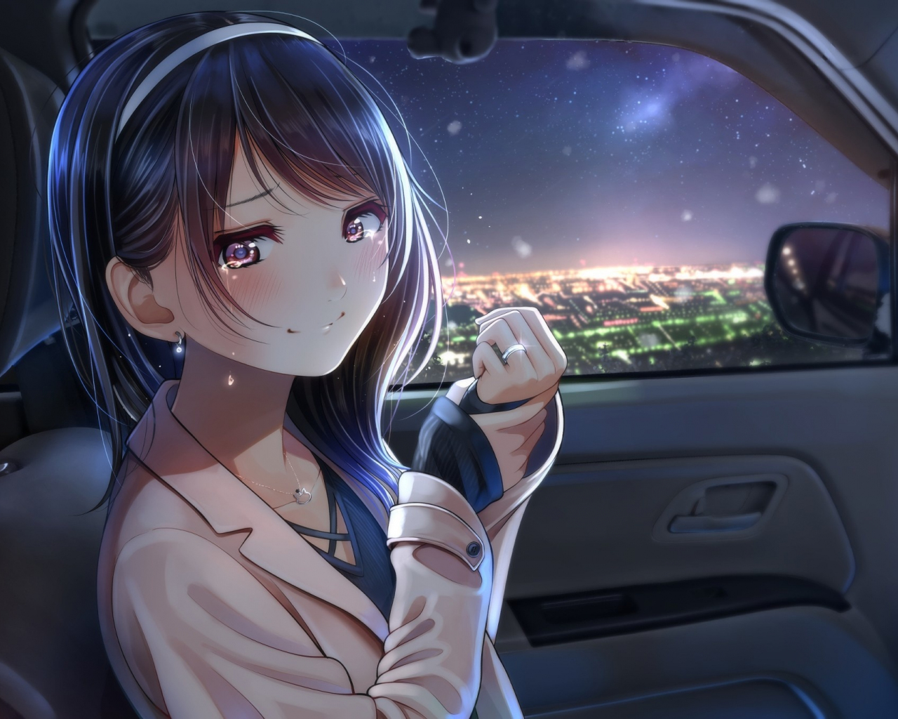 Desktop Wallpaper Inside Car, Cute, Anime Girl, Original, HD Image, Picture, Background, C6cb64