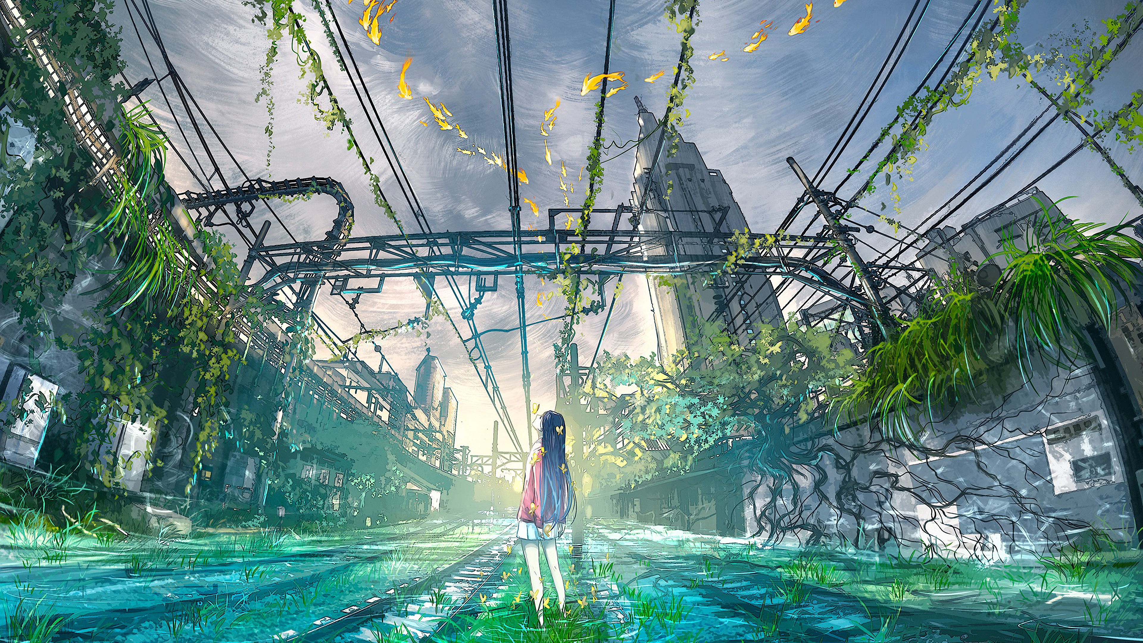 Anime, Girl, Scenery, 4K wallpaper. Mocah HD Wallpaper