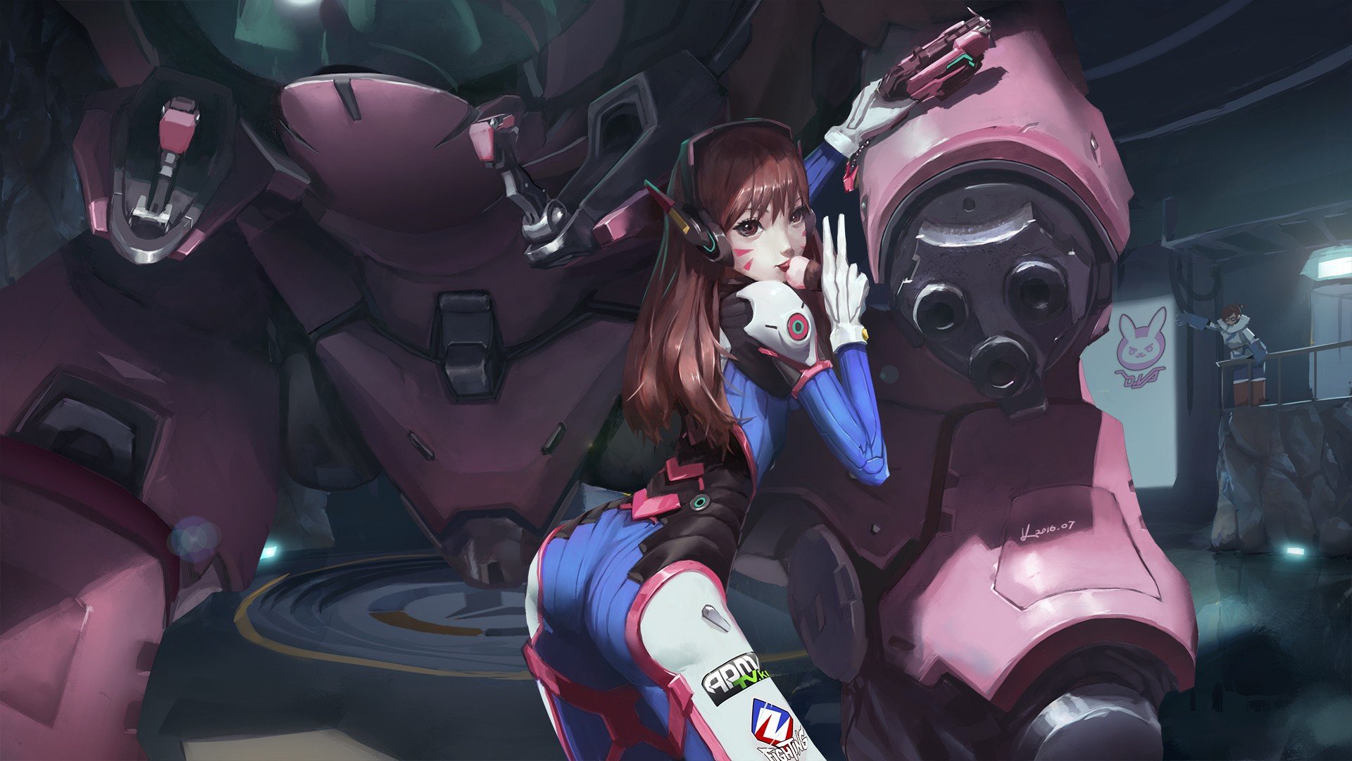 Overwatch, Artwork, Digital art, Video games, D.Va (Overwatch), Robot, Anime girls HD Wallpaper / Desktop and Mobile Image & Photo