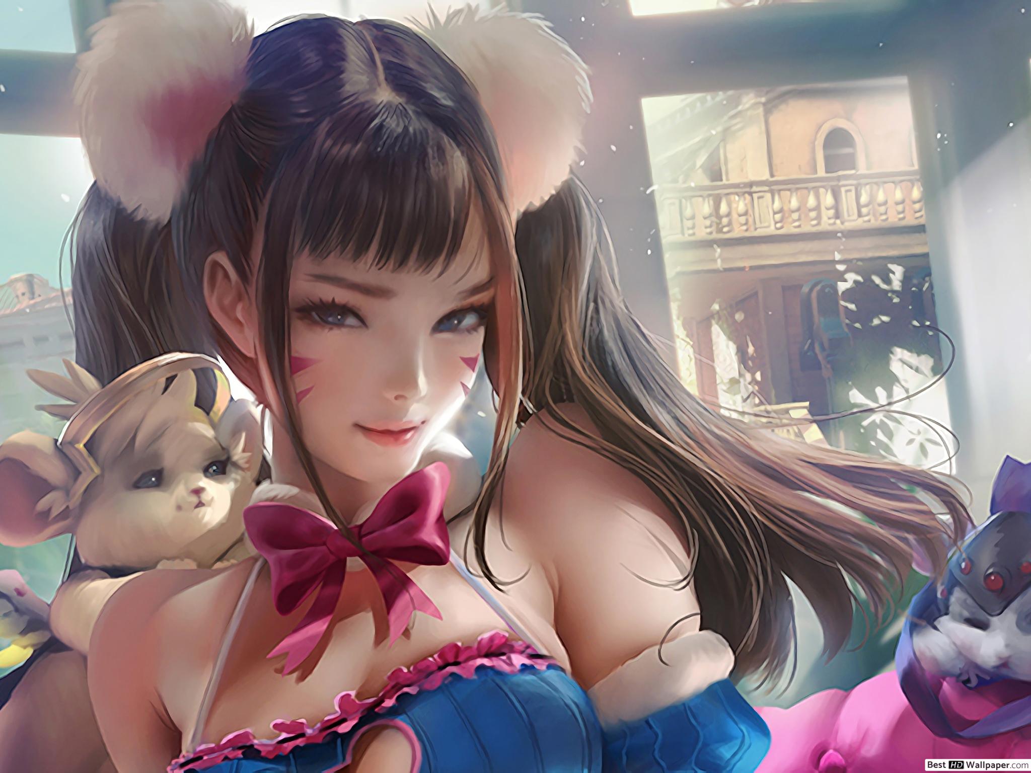 Overwatch (Kawaii Anime Girl, D.Va) HD wallpaper download