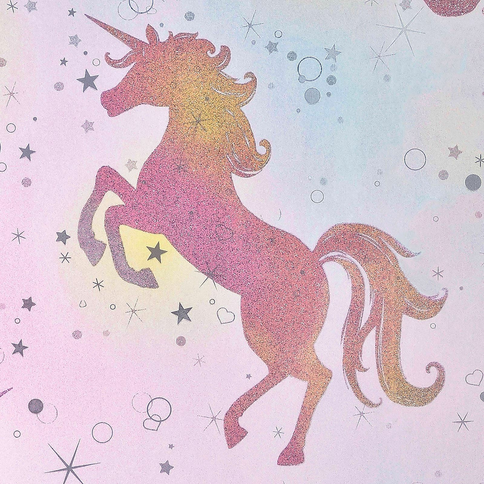 Be Dazzled Dancing Unicorn Wallpaper Rainbow M1423 Glitter Sparkle online