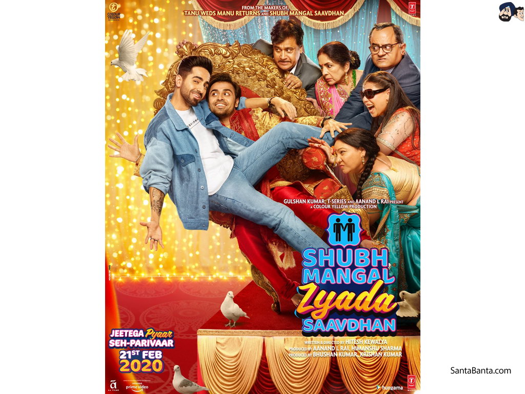 The lead cast of Bollywood film `Shubh Mangal Zyada Saavdhan` (Release 21st, 2020)