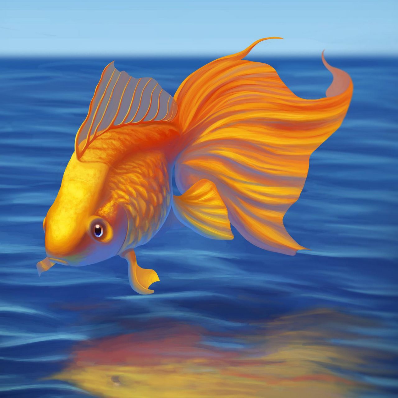 Download wallpaper 1280x1280 goldfish, fish, art, water ipad, ipad ipad mini for parallax HD background