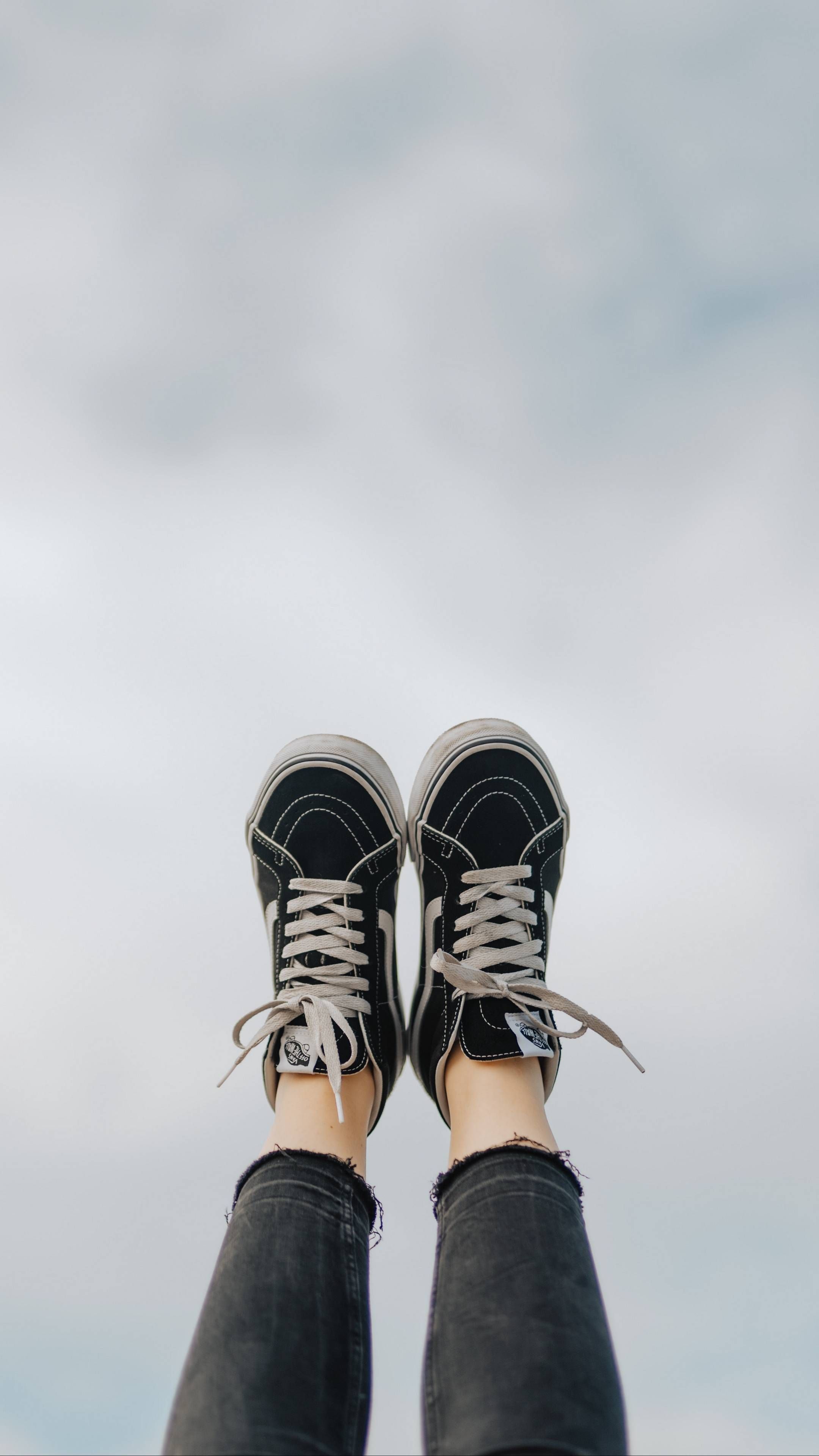 Download iPhone Xs, iPhone Xs Max, iPhone XR HD wallpaper feet, sneakers, shoes, black, white. How to lace vans, Black and white vans, Shoes wallpaper