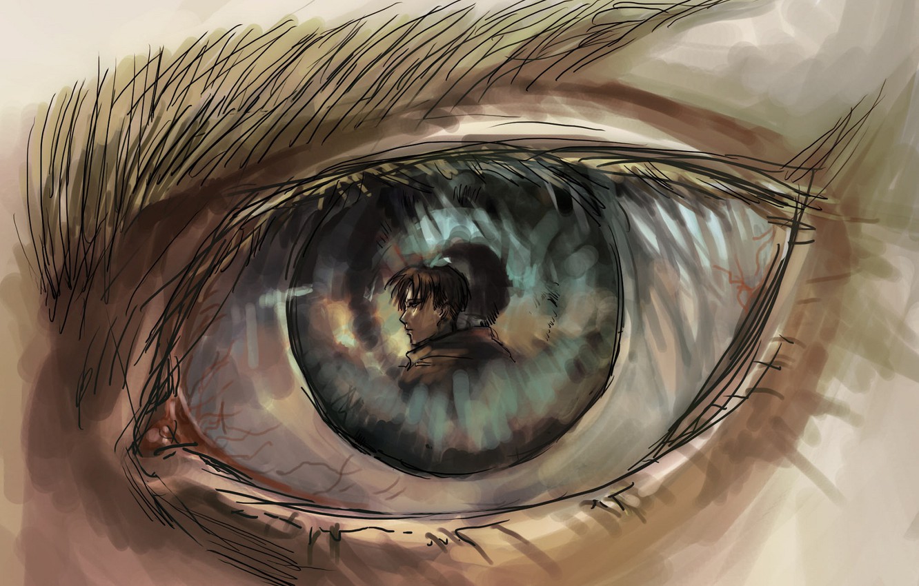 Wallpaper look, eyes, reflection, Shingeki No Kyojin, Attack of the titans, corporal Levi, Levi Ackerman, Erwin Smith image for desktop, section сёнэн