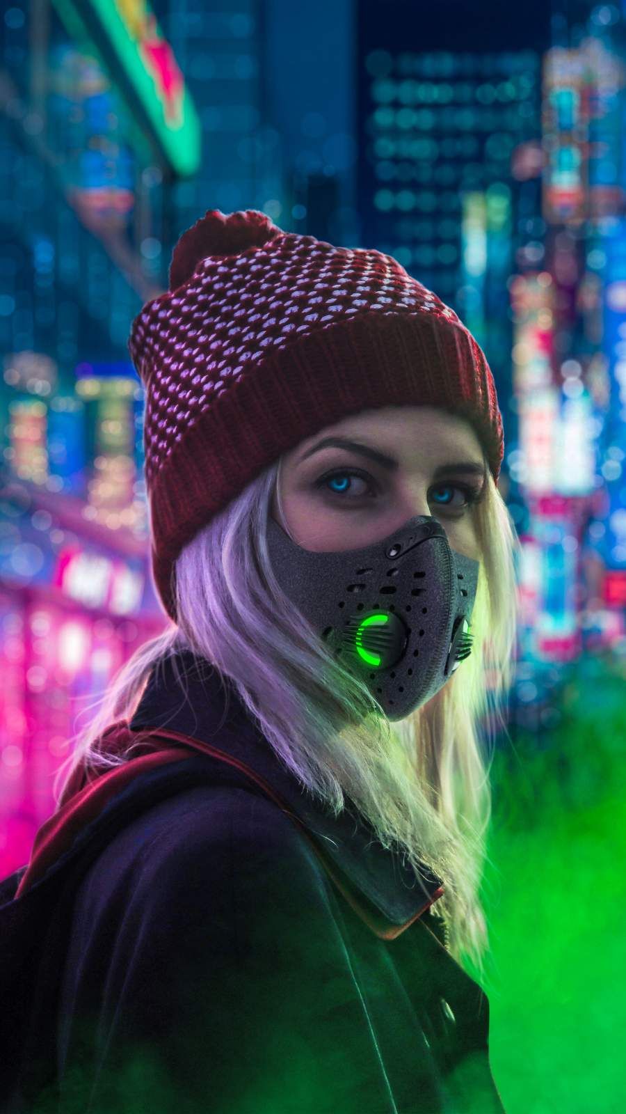 Blonde Girl Face Mask Wallpaper, iPhone Wallpaper. Mask girl, Girl iphone wallpaper, Cyberpunk girl