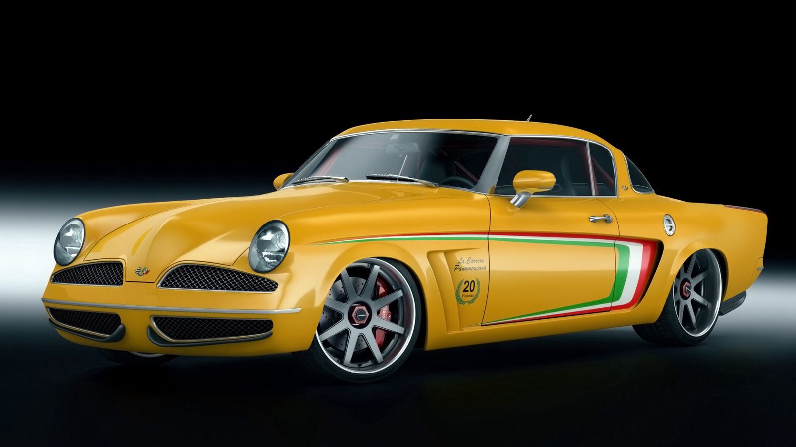 Download wallpaper 1600x900 studebaker, veinte victorias, gwa, yellow, side view widescreen 16:9 HD background