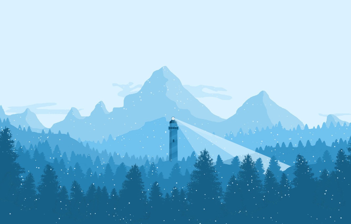 Wallpaper cold, winter, forest, the sky, light, snow, trees, mountains, blue, blue, lighthouse, tree, ate, frost, winter, mounts image for desktop, section игры