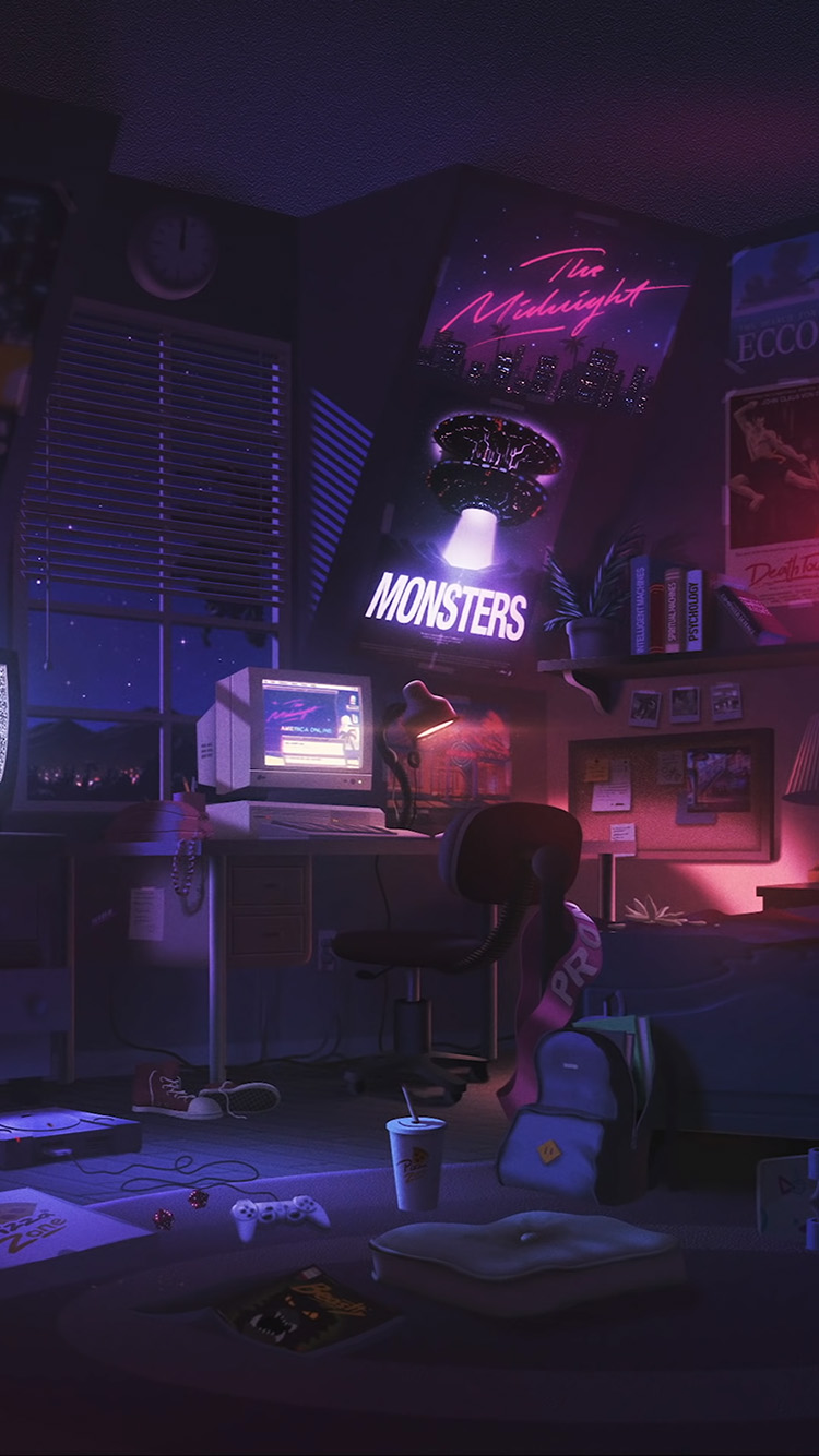 Art Room Anime Monsters Space Night Wallpaper
