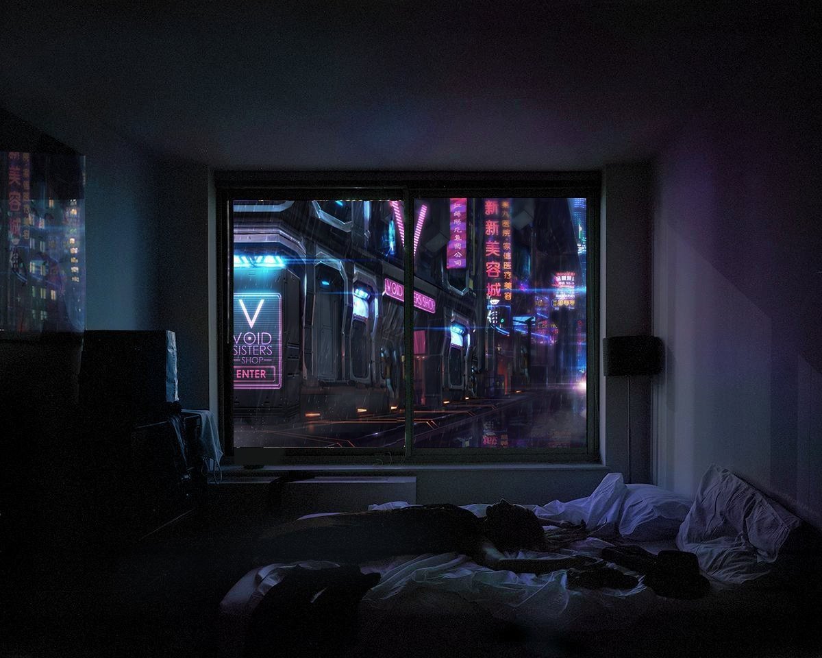 Wallpaper, 1200x960 px, neon, night, people, room, welcome home 1200x960