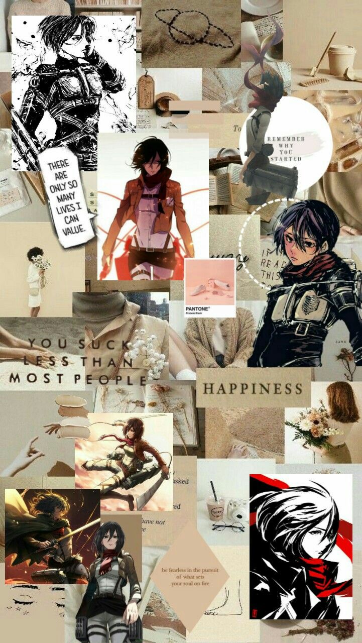 Mikasa Ackerman aesthetic wallpaper beige. Seni anime, Gambar, Seni