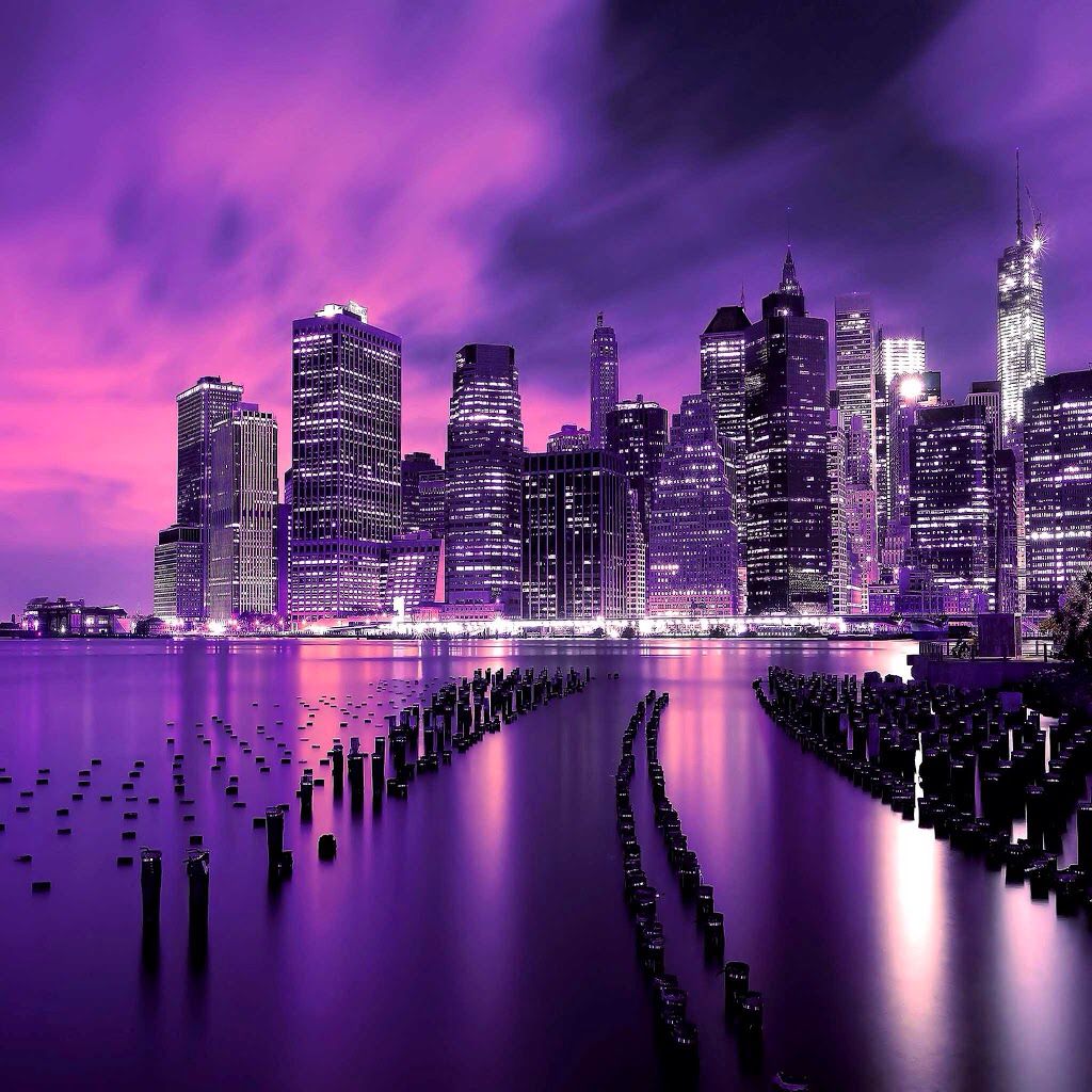 Landscapes. City wallpaper, Purple wallpaper iphone, Purple city