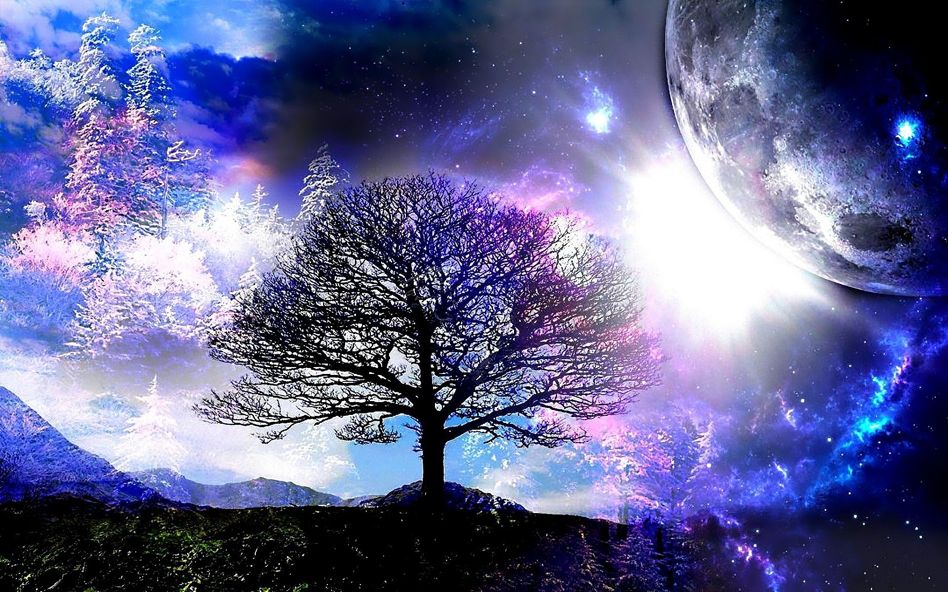 ○ manipulation ○. Fantasy tree, Tree wallpaper, Diamond painting