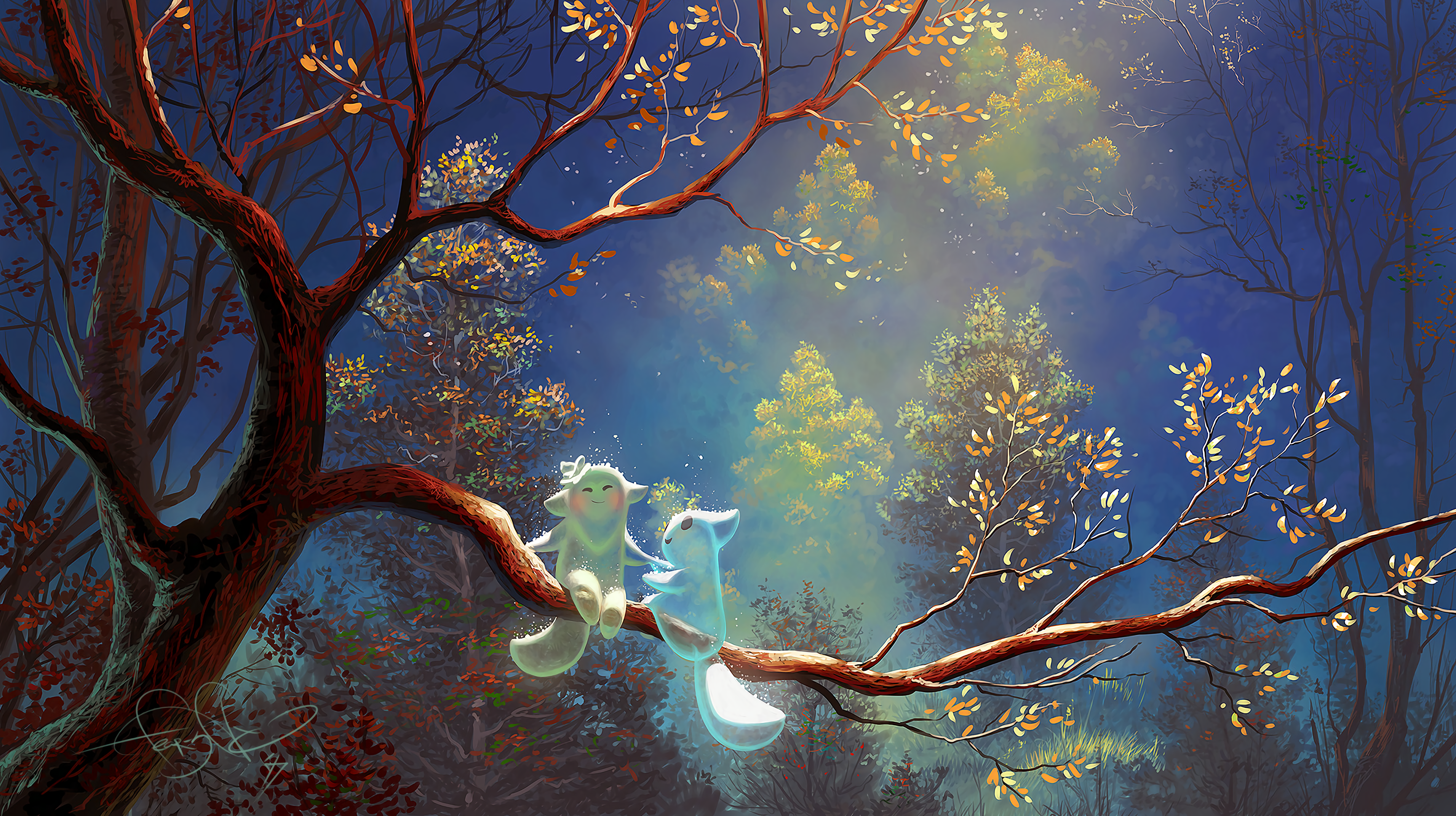 Wallpaper Animals, Tree, Branch, Magic, Art, Fantasy Spirit Fantasy Art