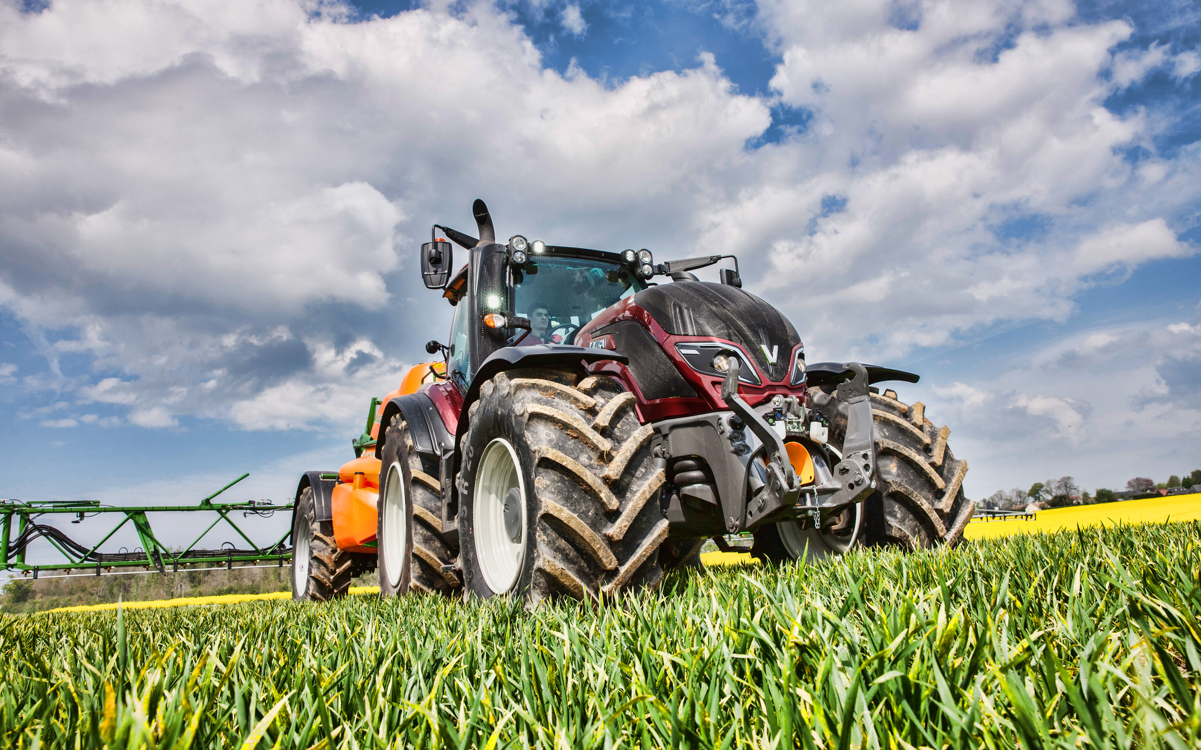 Download wallpaper VALTRA T234V, 4k, fertilizer fields, 2019 tractors, Valtra T Series, agricultural machinery, new T234V, HDR, agriculture, harvest, tractor in the field, Valtra for desktop with resolution 3840x2400. High Quality HD