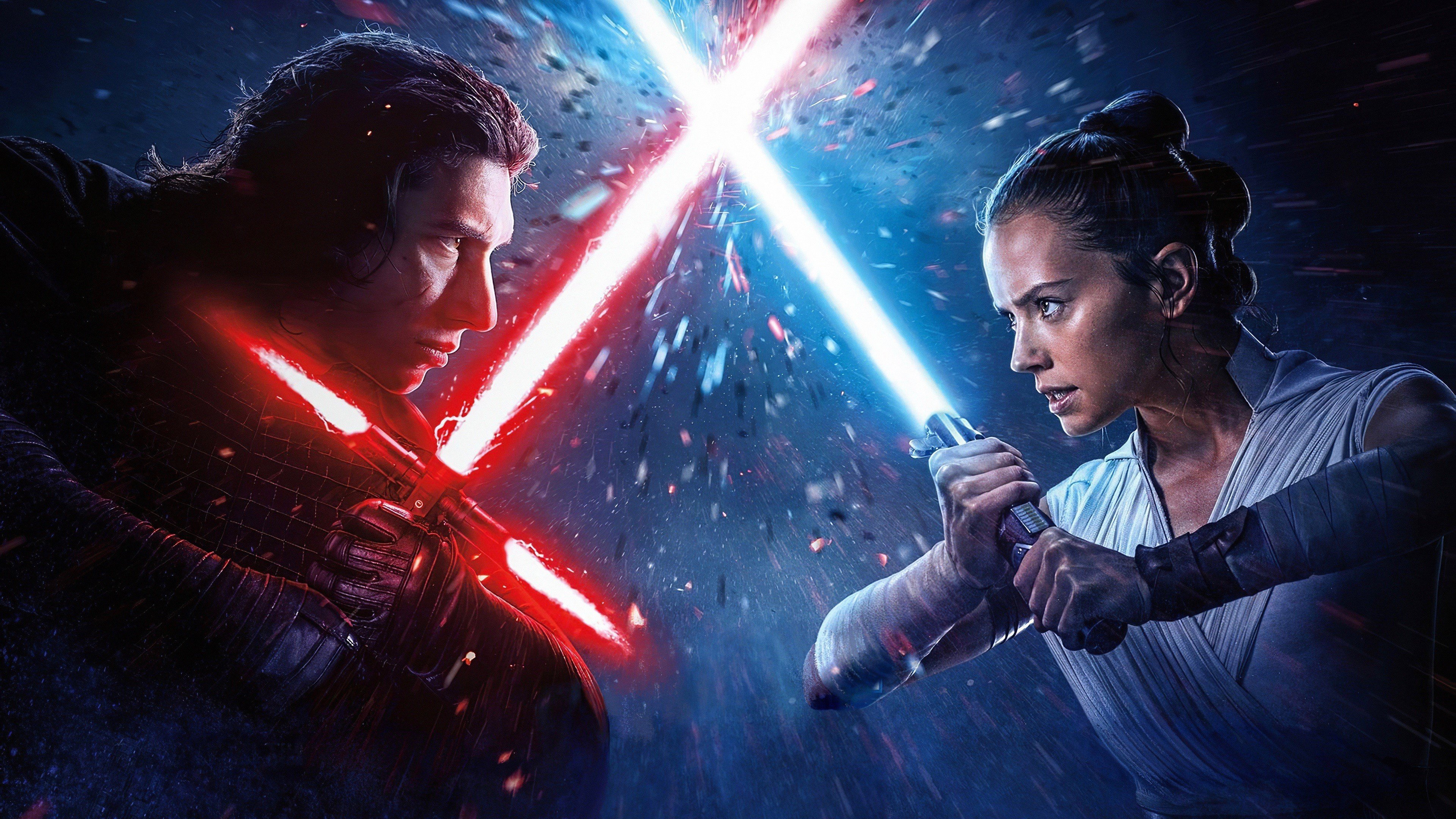 Rey vs Kylo Ren Star Wars The Rise of Skywalker 4K Wallpaper