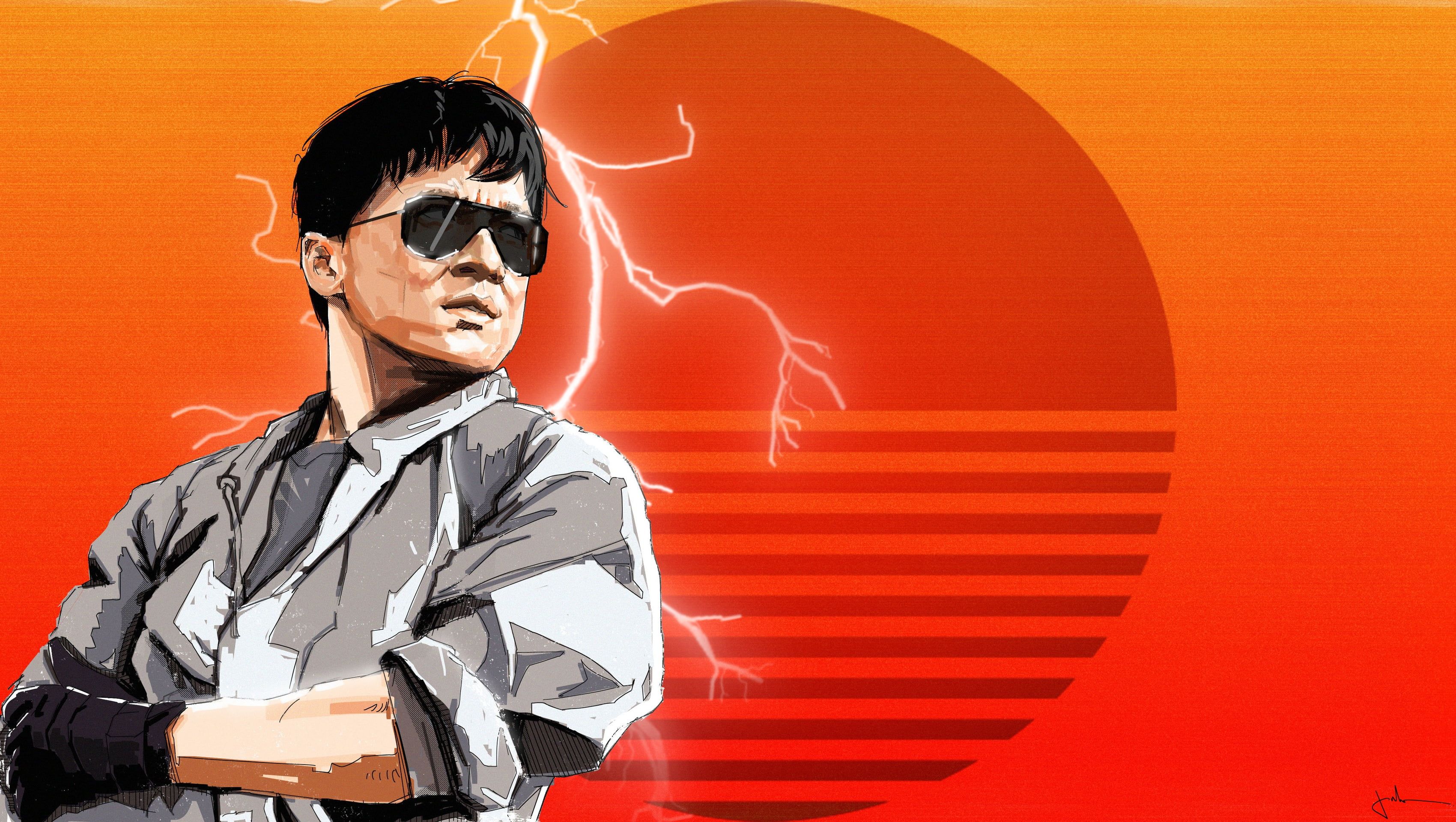 Art s #Retro Jackie Chan #Synth #Retrowave #Synthwave #madeinkipish Sergey Orlov by Sergey Orlov Fight to the top K #w. Retro waves, 80s retro, HD wallpaper